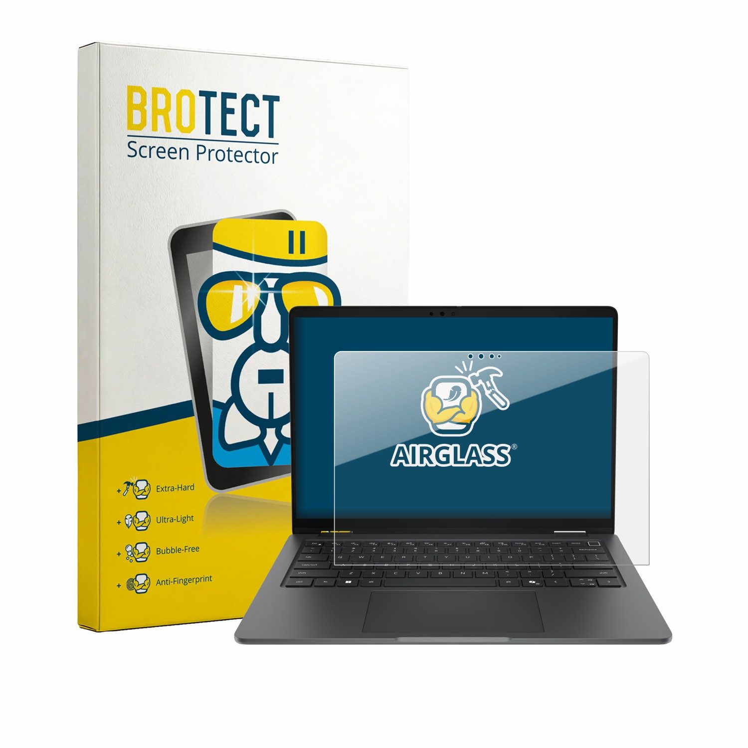 BROTECT Displayschutzglas Folie für Dell Pro 7 Series 13 2-in-1 P703260, Schutzfolie Glas Panzer Display Schutz klar