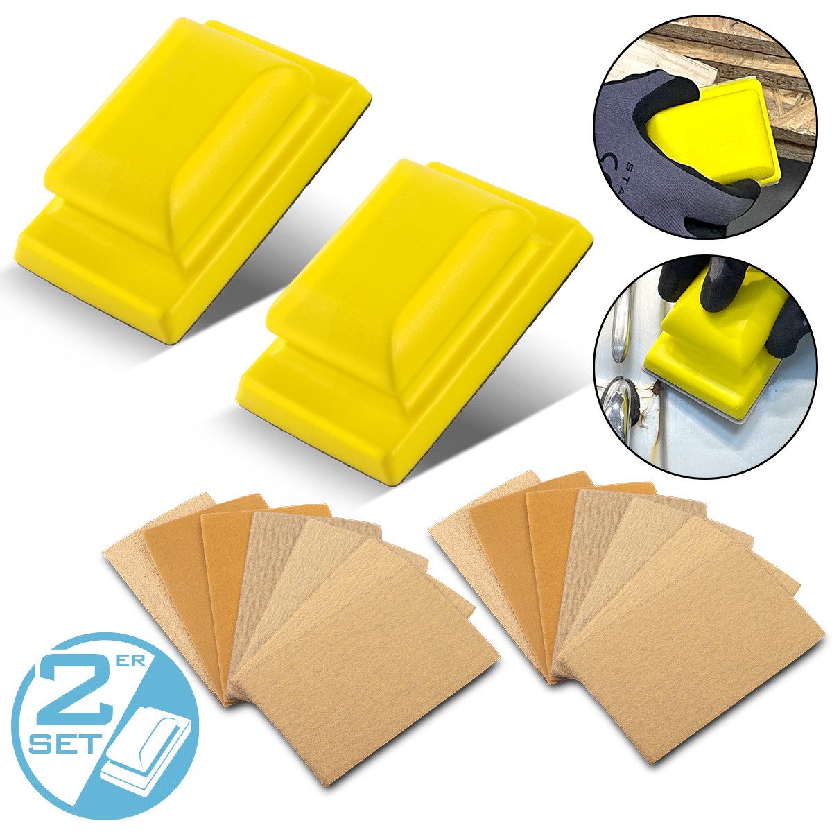 STAHLWERK Schleifdreieck Handschleifblock 2er Set, (Packung, 2 St., Set)