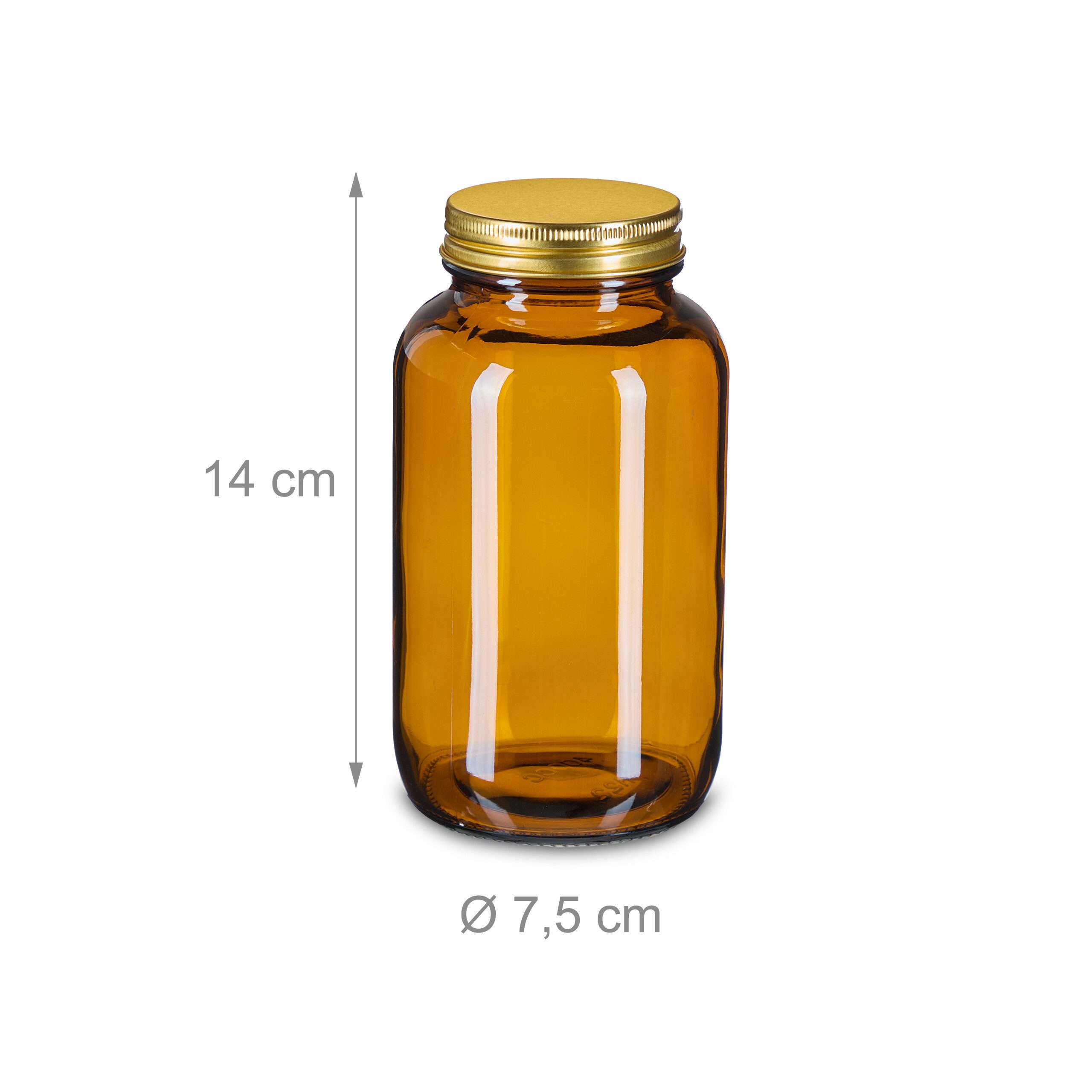 relaxdays Vorratsglas Braungläser 4er Set 400ml, Glas, (4-tlg) – Bild 4 von 5