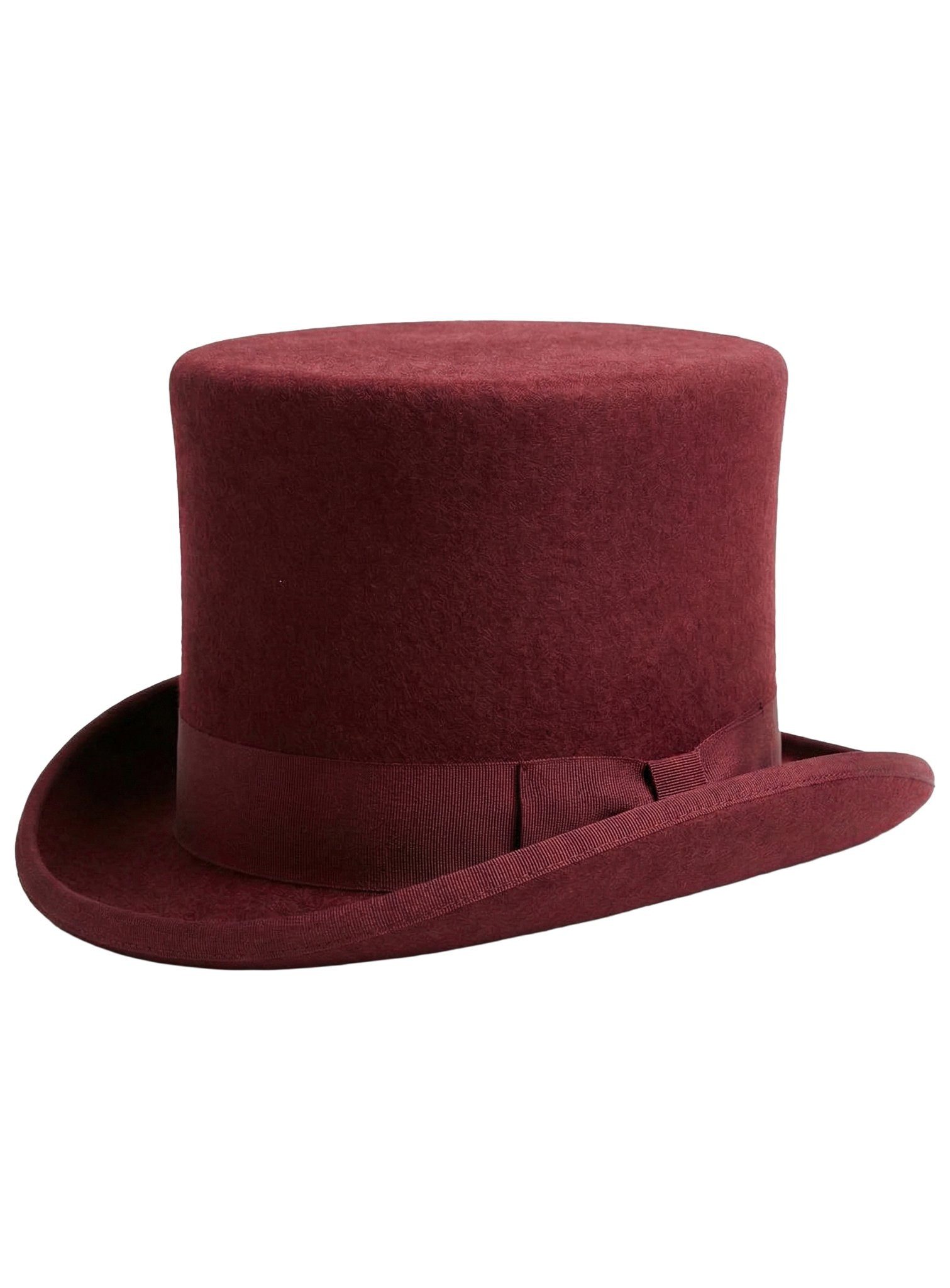 thetru Kostüm Zylinder aus echter Wolle bordeaux, Eleganter Hut für einen auffälligen und zugleich gediegenen Auftritt