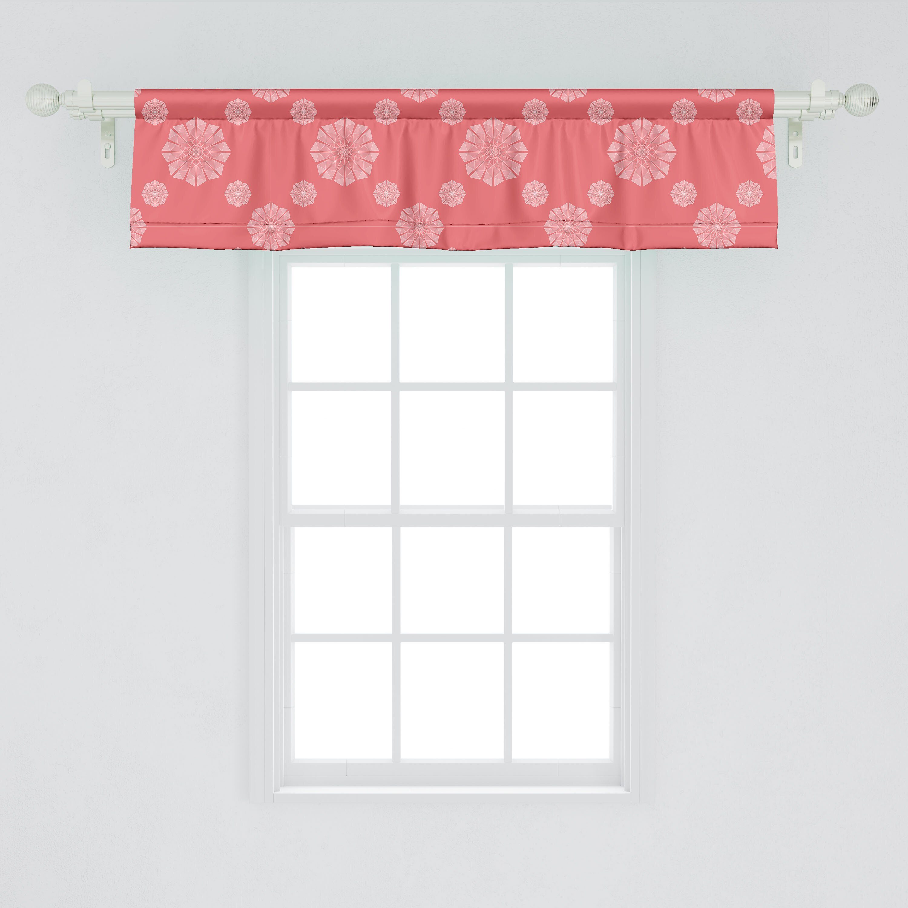 Scheibengardine Vorhang Monotone Stangentasche, Küche Abstrakt Volant für Polygon mit Blumen Dekor Abakuhaus, Microfaser, Schlafzimmer