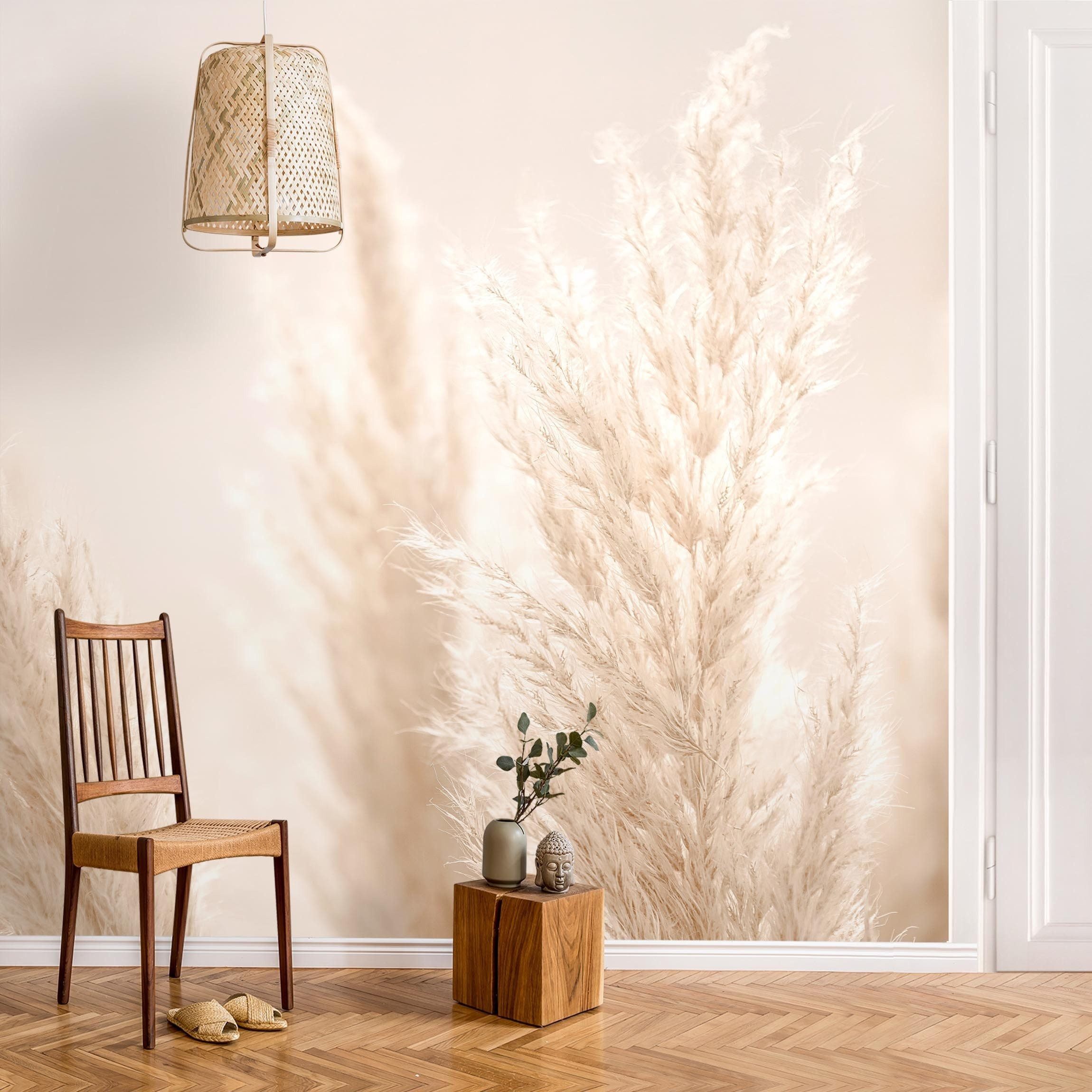 Bilderdepot24 Fototapete Blumen Pampasgras Sonnenlicht Blumentapete Floral günstig online kaufen