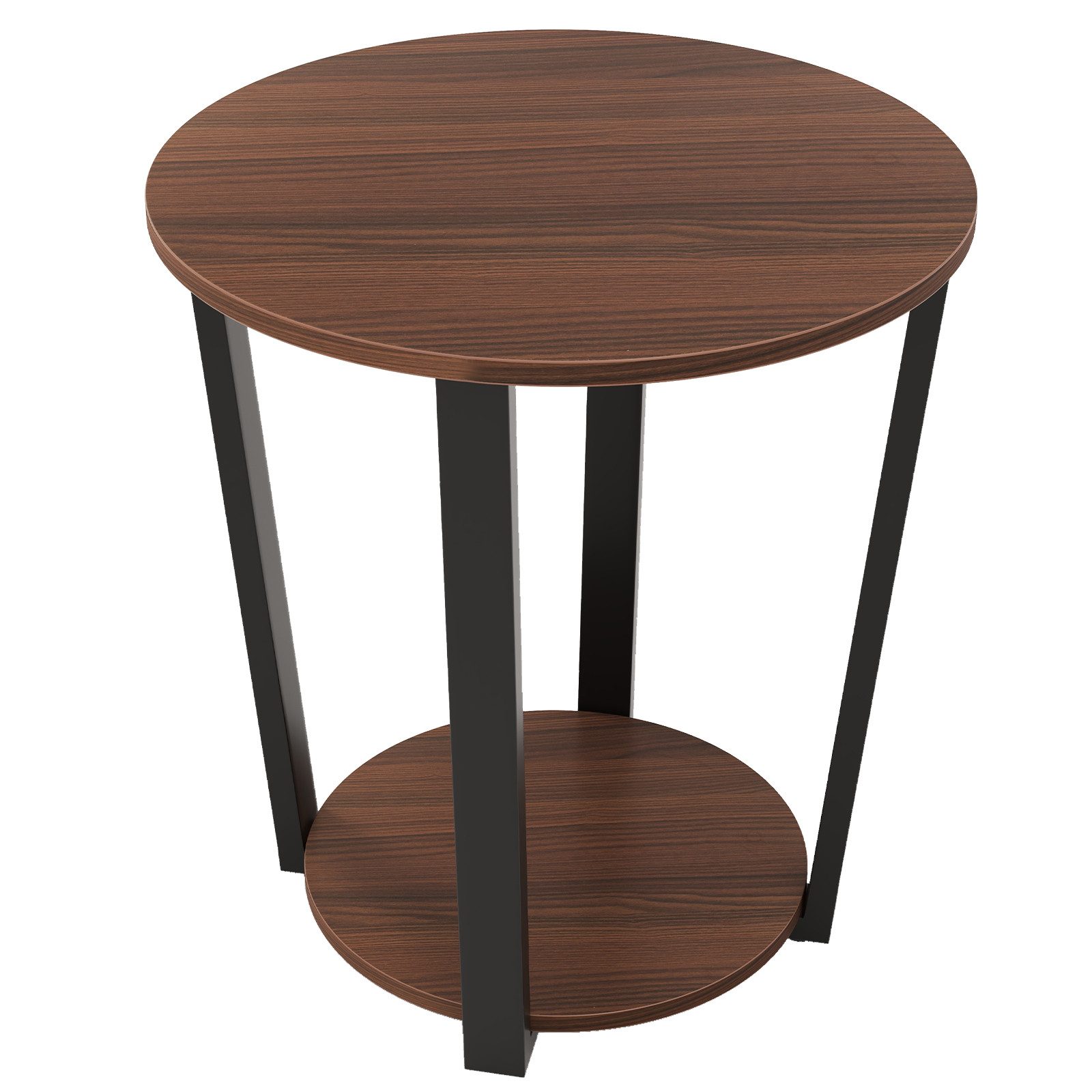 COSTWAY Beistelltisch, rund, Nachttisch Holz, Metallrahmen