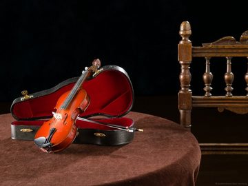 Aubaho Dekoobjekt Miniatur Geige 25cm Violine mit Bogen und Koffer Deko Antik-Stil ohne