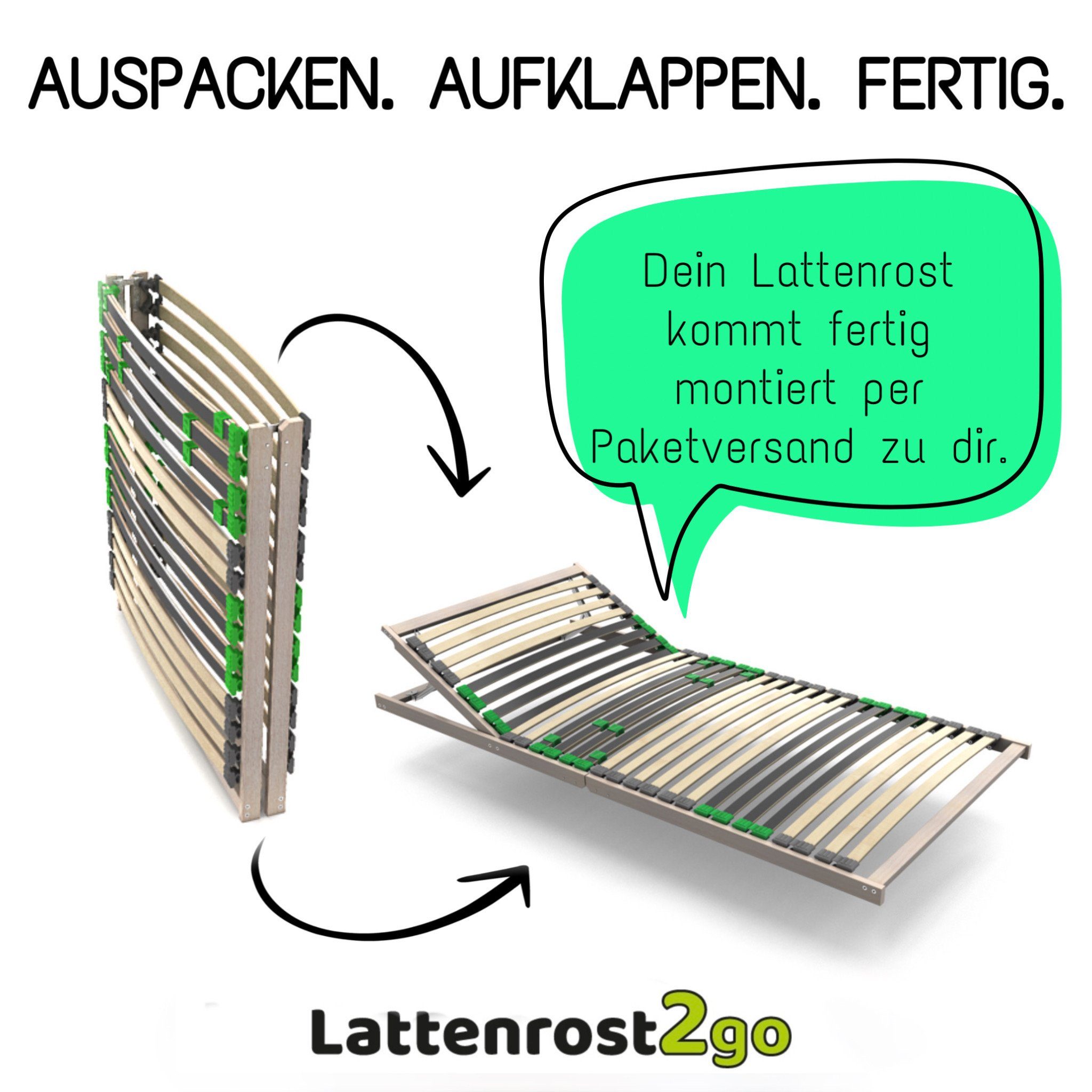 verstellbares Duo-Kappen 90x200 und Lattenrost Fußteil Kopfteil verstellbar, nicht bis »Lattenrost 140kg verstellbar, Kopfteil Lattenrost2go, Kopfteil KEINE manuell montiert, Härtegrad einstellbar, fertig MONTAGE«, cm