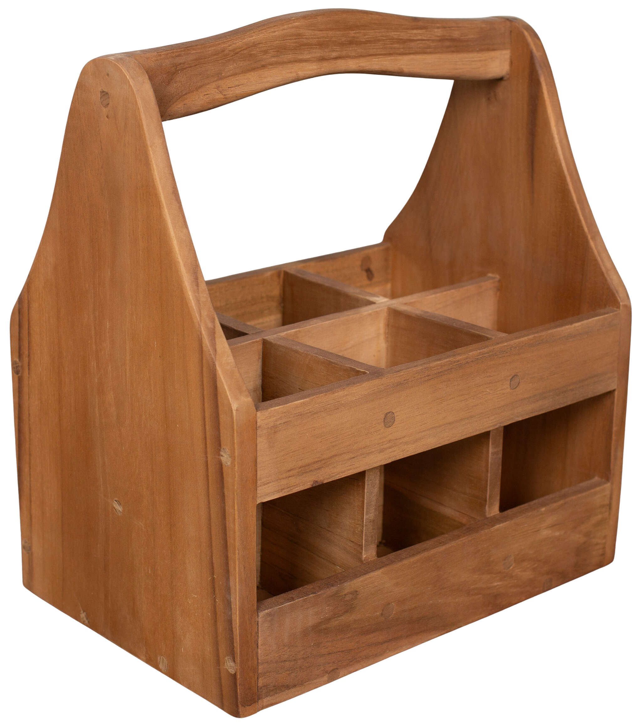 MR.DEKO Tischaufsatz Bierträger Flaschenträger Teak für 6 Flaschen Männerhandtasche stabil, (1-St., Flaschenträger für 6 Flaschen), Bierträger & Flaschenträger aus massivem Teakholz für 6 Flaschen
