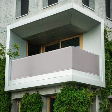 Sekey Balkonsichtschutz PES Sichtschutz Balkon Windschutz Wetterfest Sonnenschutz, Hellgrau Balkonabdeckung für Garten, mit Metalösen, Kabelbinder und Seil