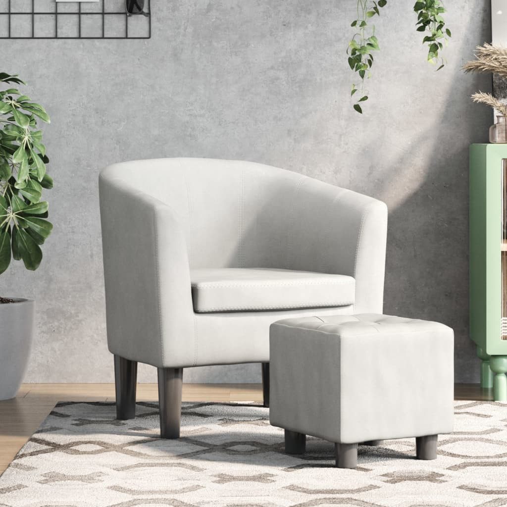 furnicato Cocktailsessel Moderner weißer Clubsessel mit Fußhocker, 70x56x68 cm, (1-St), Schmutzabweisender Sessel mit Polsterung und Hocker für das Büro
