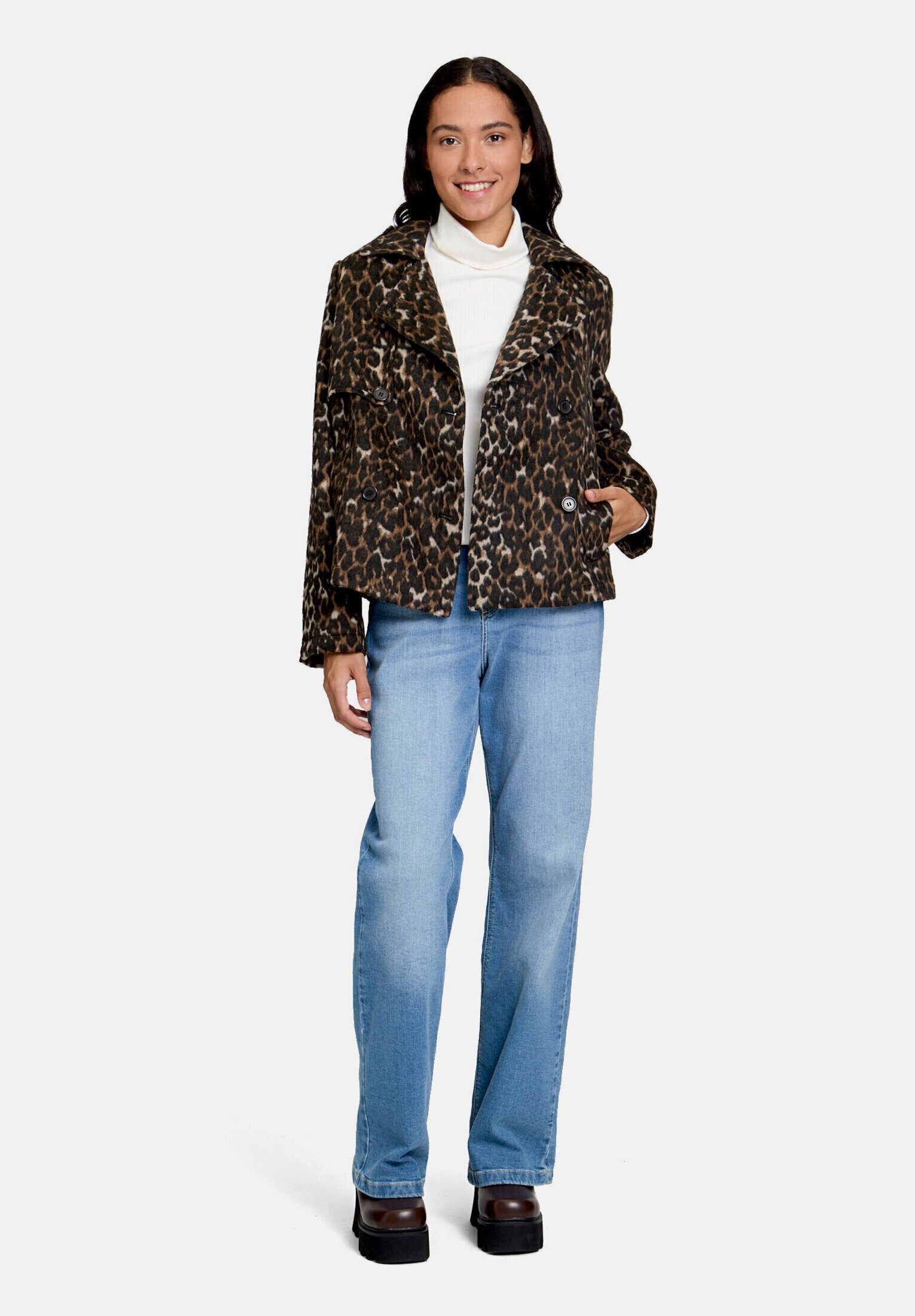 Cartoon Kurzblazer Damen mit Taschen