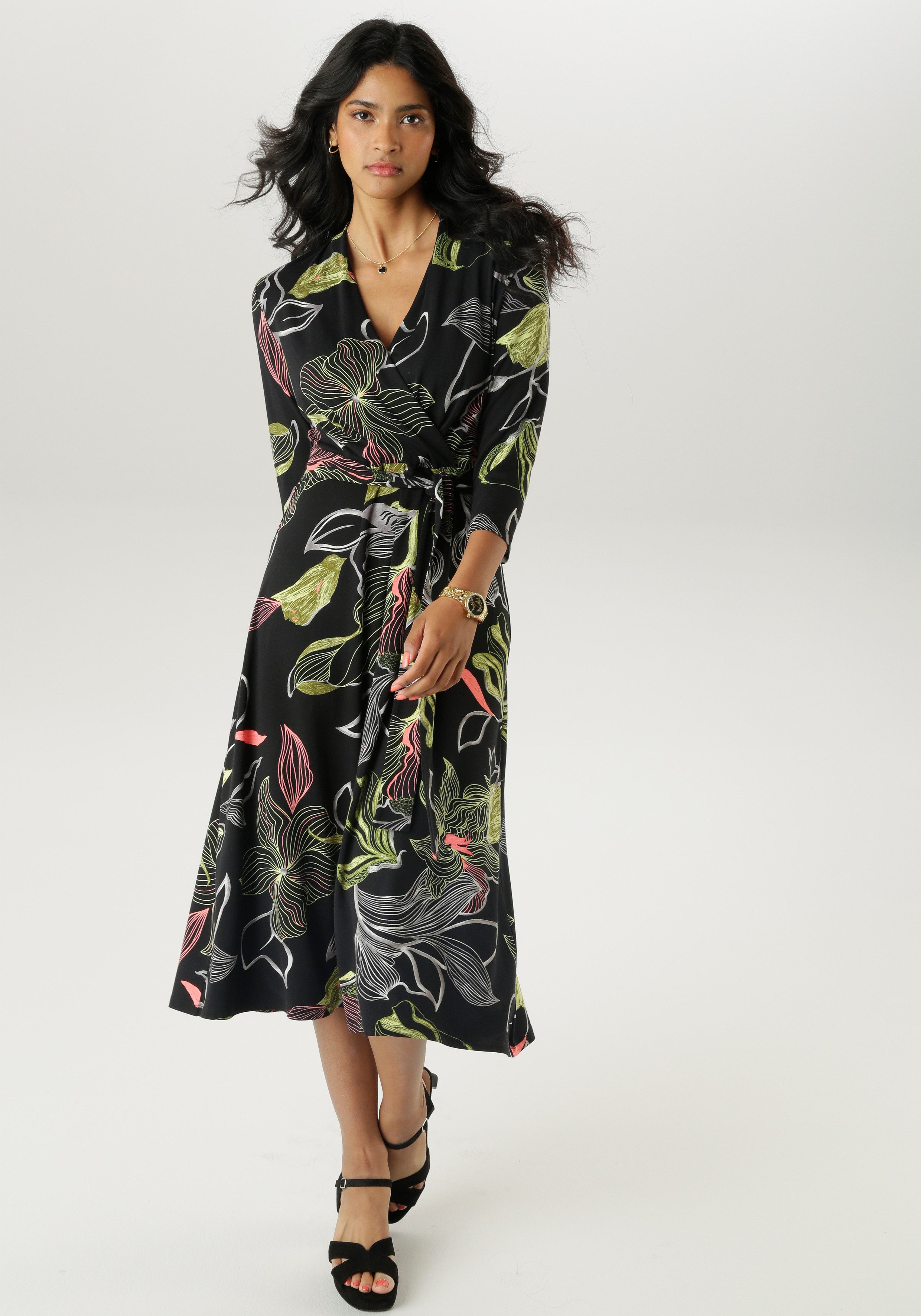 Aniston SELECTED Jerseykleid mit V-Ausschnitt in günstig online kaufen