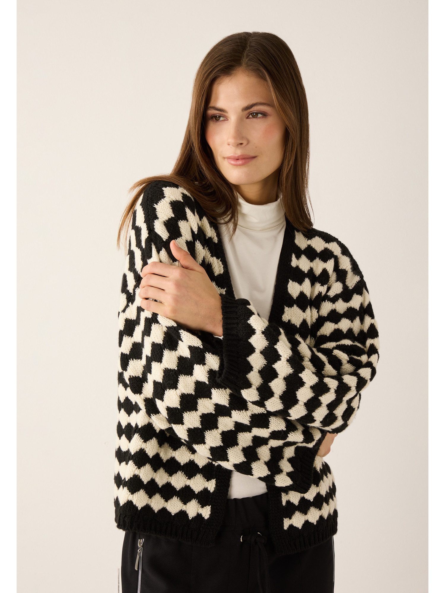 MORE&MORE Strickjacke gestreifte Strickjacke, weite Ärmel