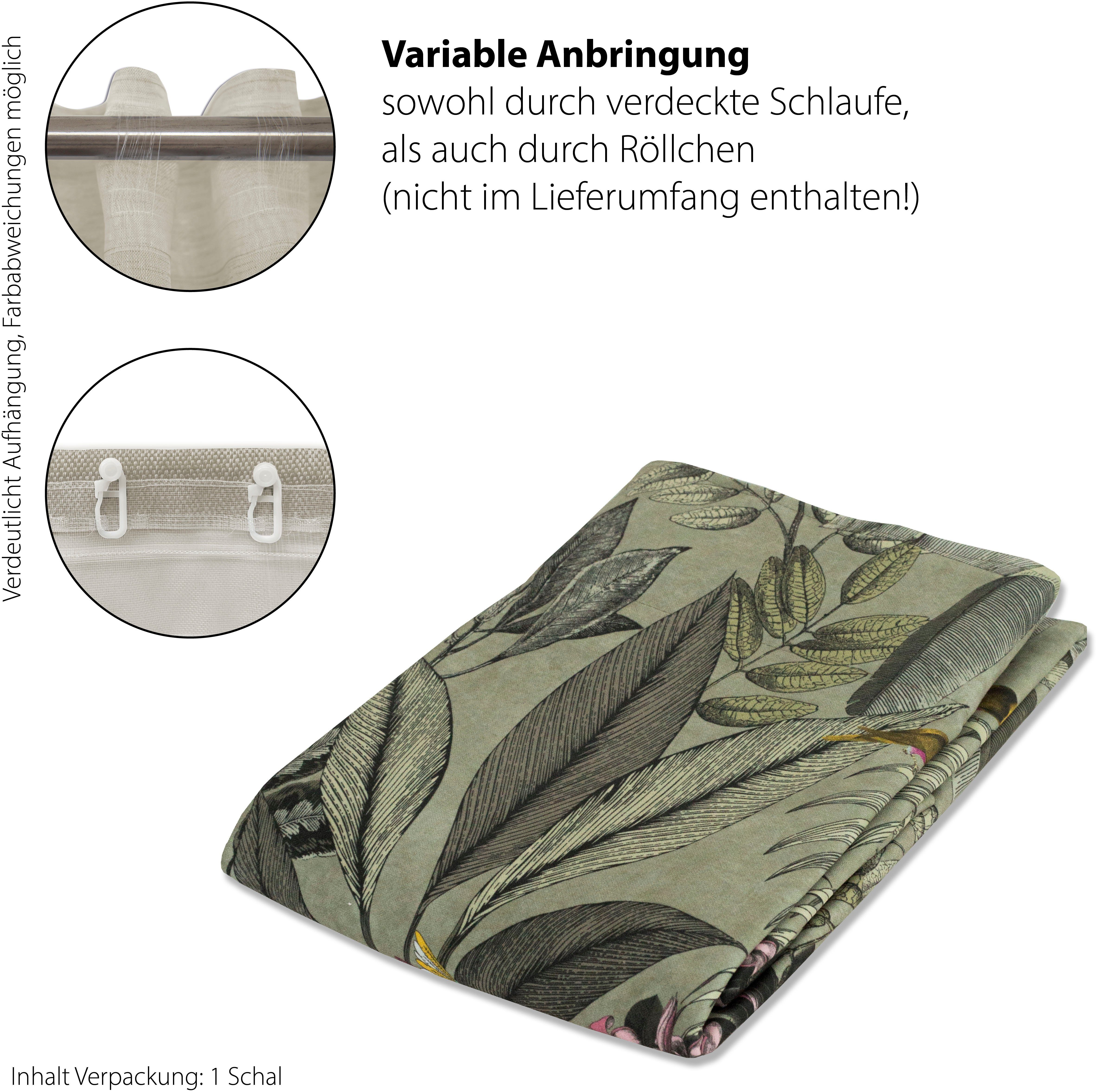 HOMING Vorhang Kelani (1 St), verdeckte Schlaufen, blickdicht, Jacquard, blickdicht, floral, Blumen, Wohnzimmer, Schlafzimmer