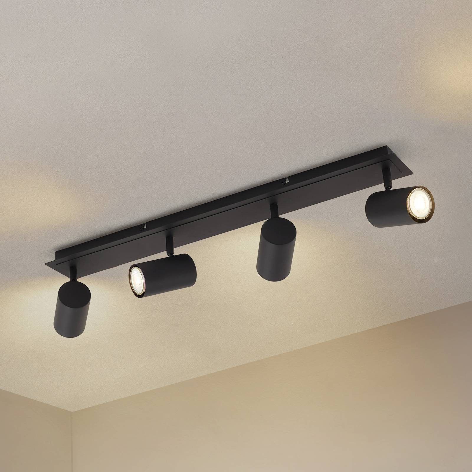 Lindby Deckenstrahler Joffrey, Metall, Schwarz IP20, 4 x 10 W LED