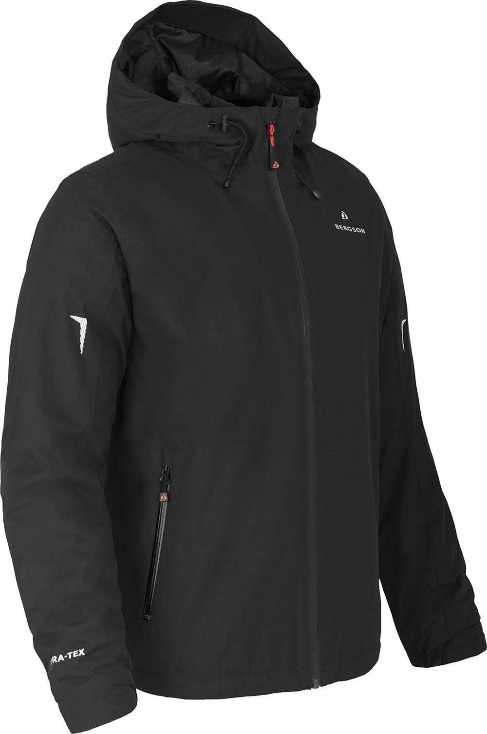 Bergson Outdoorjacke EGGEN THERMO Herren Regenjacke, leicht wattiert, 12000 mm Wassersäule, Langgrößen, schwarz