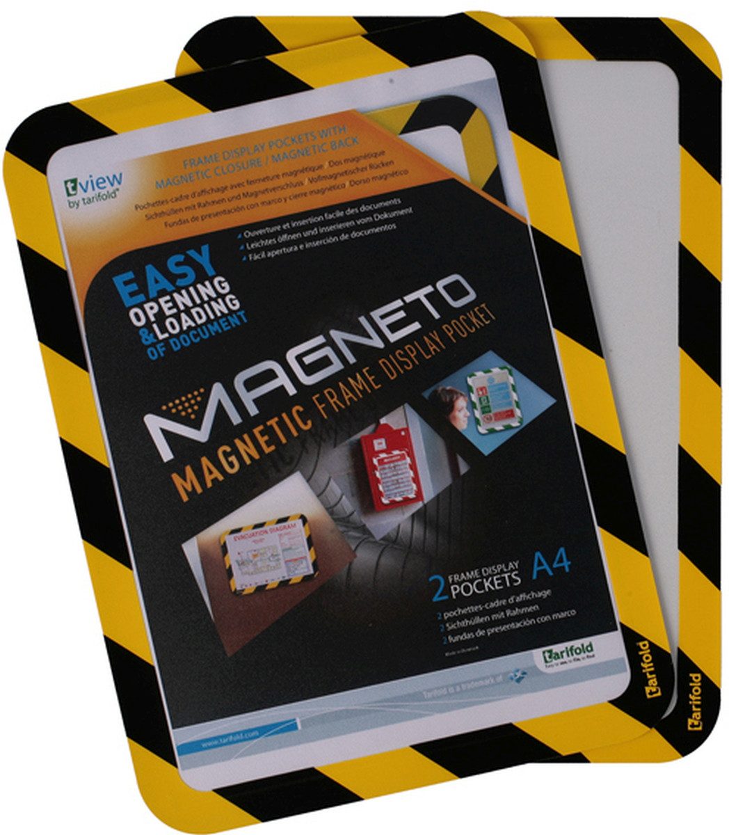 Fächermappe Sichtrahmen Magneto Safety Line A4 magnetisch gelb/schwarz 2 Stück