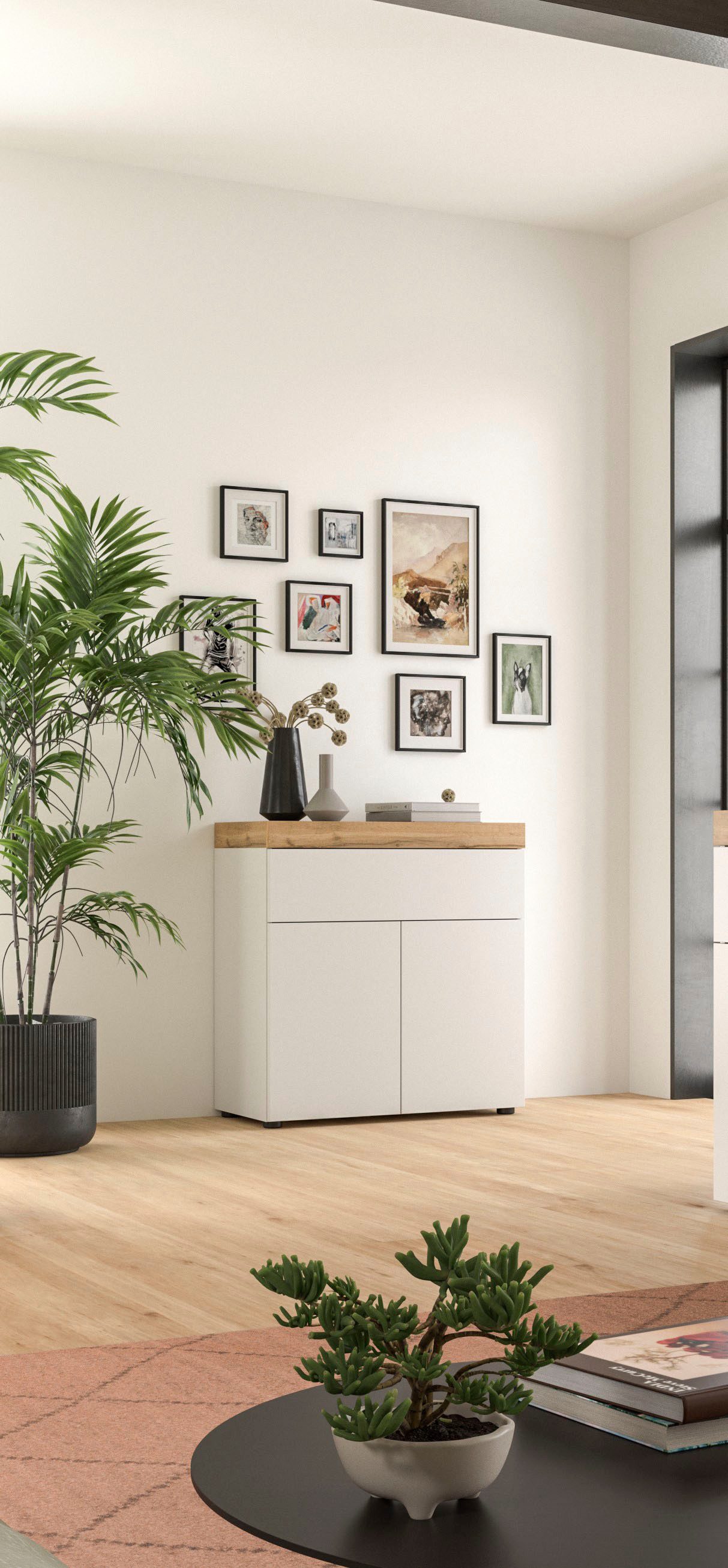 OTTO home Kommode MAMBO, TOPSELLER!, Breite 77cm, 2 Türen, 1 Schubkasten, push-2-open (1 St., 2 farbige Ausführung, in verschiedenen Farben erhältlich), Kommode, Anrichte, Wohnzimmer, Schlafzimmer