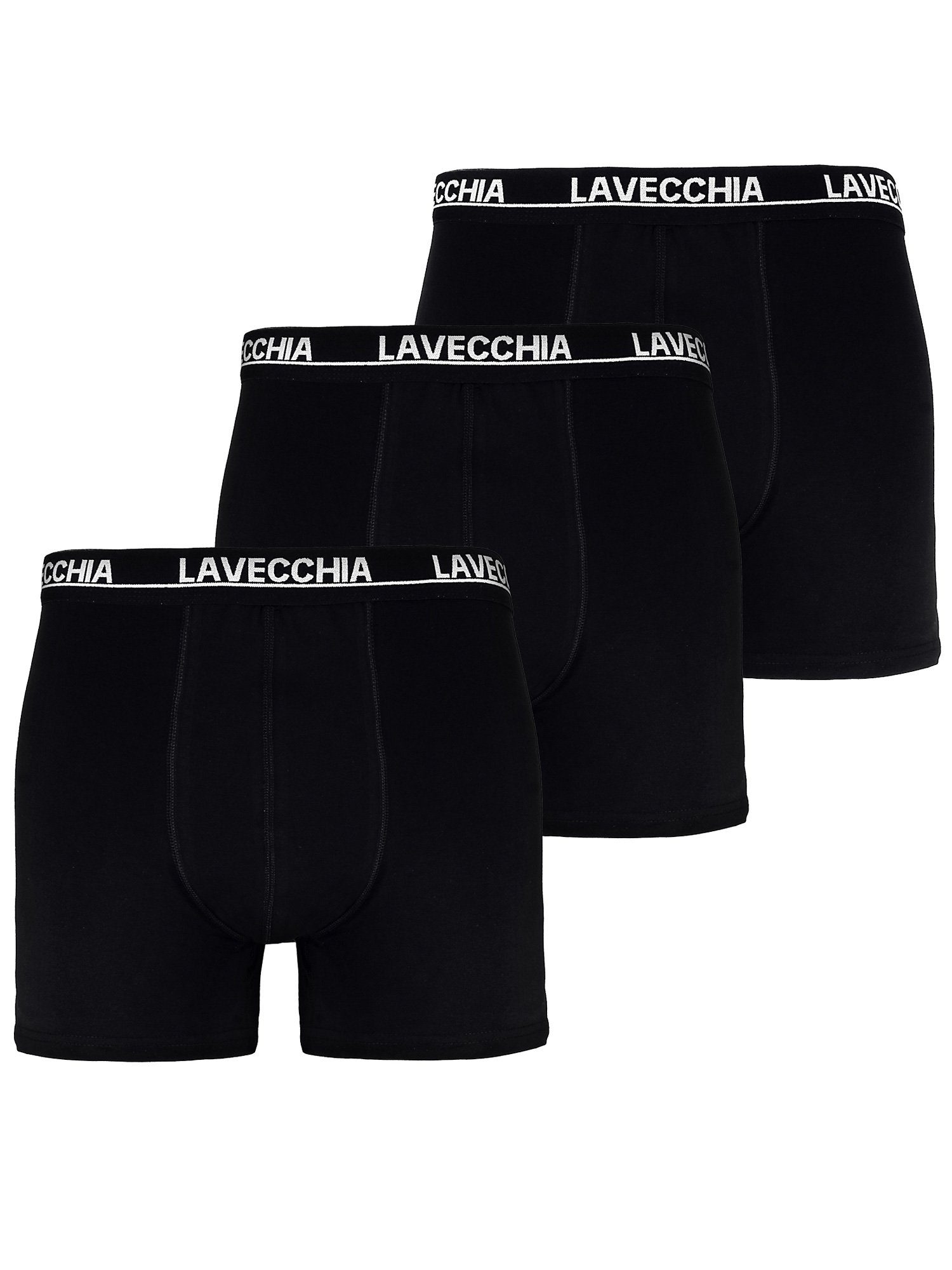 FL-1020 mit schwarz Übergrößen am Retroshorts Herren Lavecchia 3-St) Logoschriftzug Bund Boxershorts (Packung,