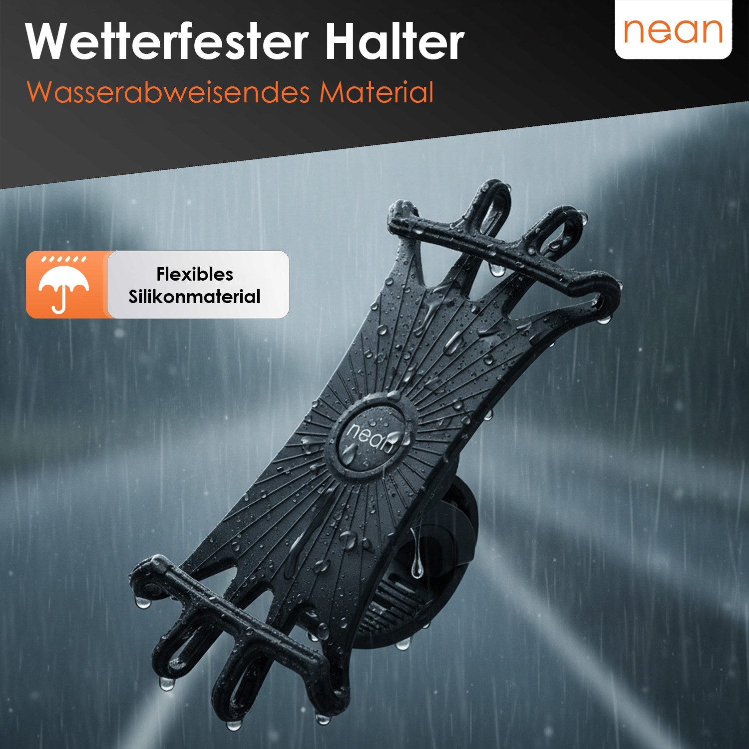nean Handy-Halterung Fahrrad Smartphone Lenker Halterung, (bis 6,5 Zoll, Silikonhalterung, 360° drehbar, schwarz)