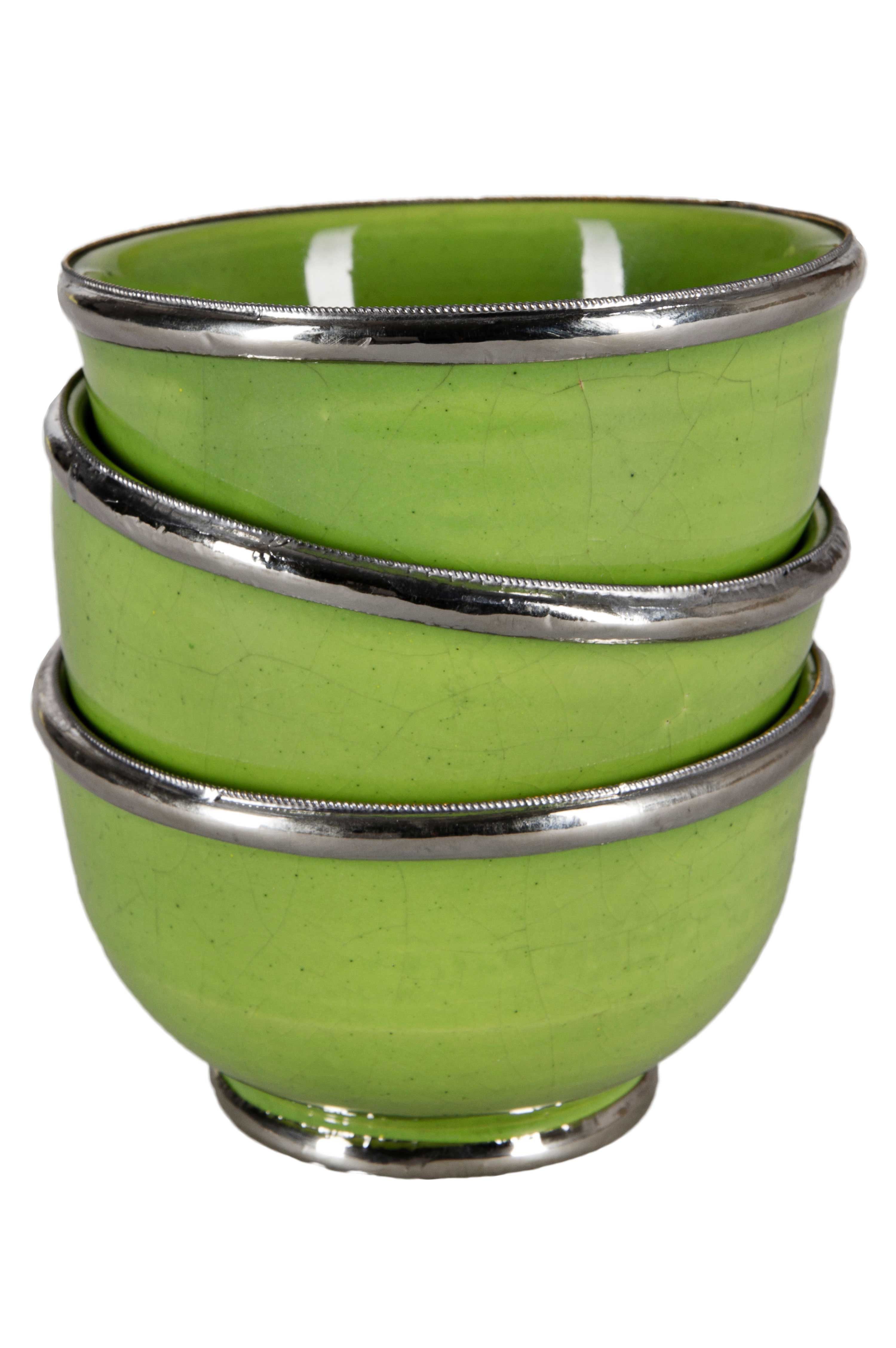 Marrakesch Orient & Mediterran Interior Dipschale 3er Set Orientalische Dip Dessert Schalen Cariba Grün, Keramik, (3er Set, 3-tlg), Handarbeit