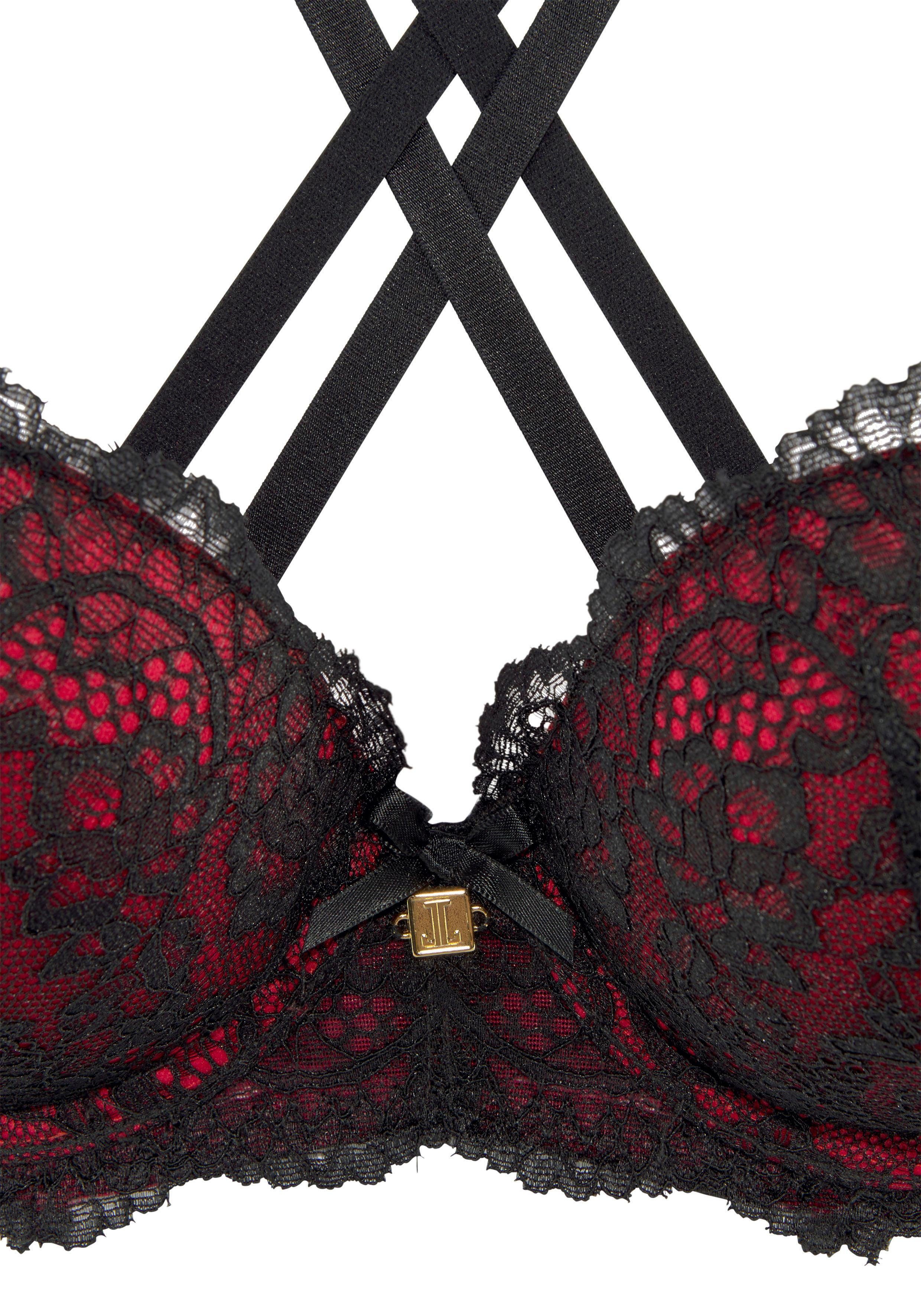 JETTE Push-up-BH mit raffinierten Trägern in Bänder-Optik, sexy Dessous