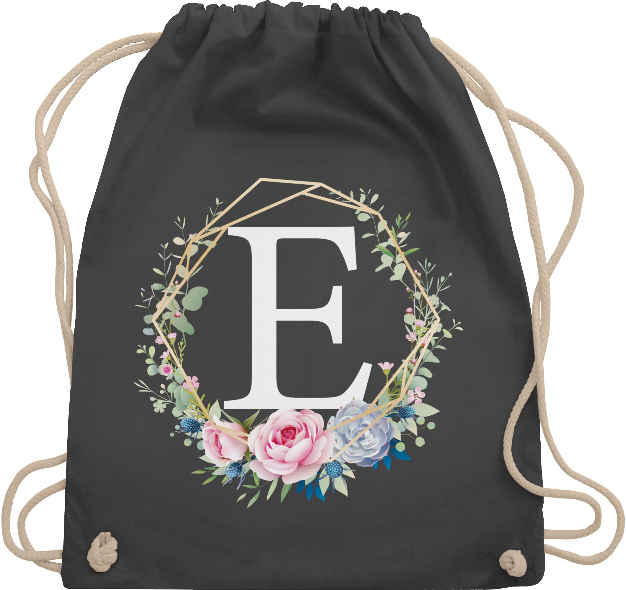 Shirtracer Turnbeutel Blumenkranz mit Buchstabe E, günstig online kaufen