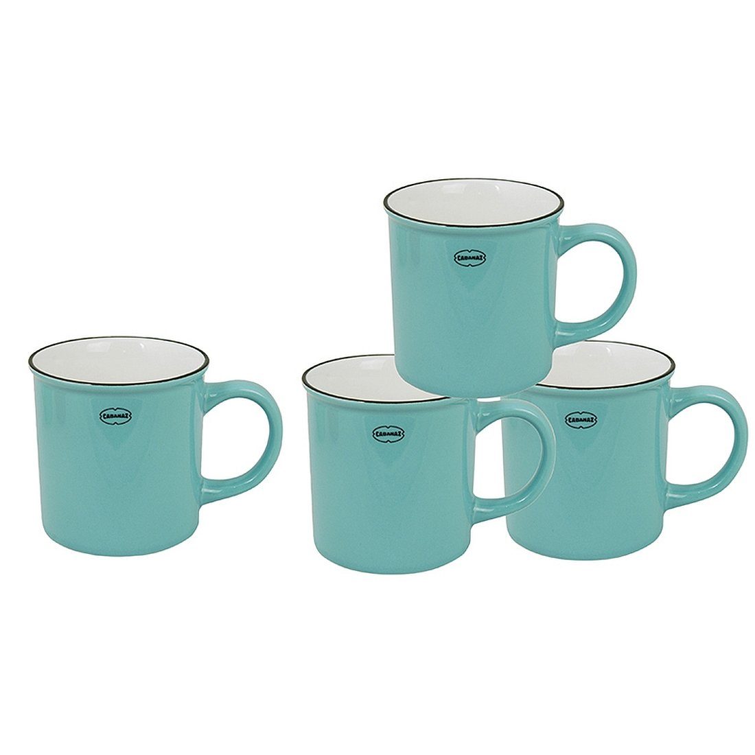 Capventure Tasse Tasse Kaffeetassen Teetassen 4'er-Set 250ml Keramik Emaille Retro, Material: Keramik