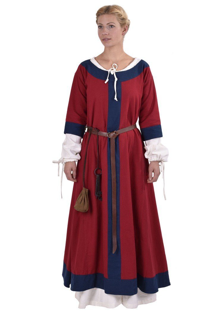 Ritter-Kostüm Germanisches Kleid Gudrun Rot/Blau Größe L