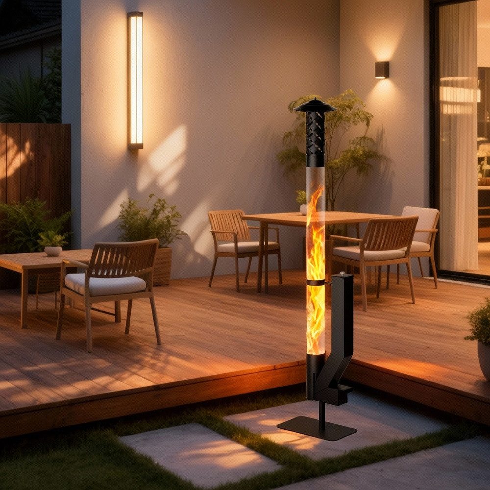 Meulbaty Feuerstelle Feuerrohr 157cm Edelstahl Feuersäule Pelletfackel Tolles Feuer, (1-St)