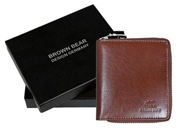 Brown Bear Geldbörse Modell Max umlaufender Reißverschluss kleineres Hochformat, mit 8 kartenfächern und RFID-Schutz Braun