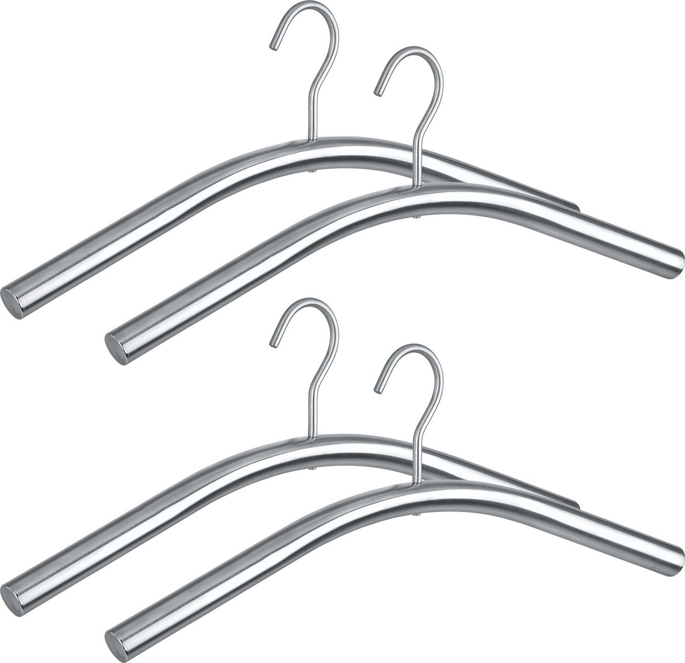 WENKO Kleiderbügel Modell Dry, (Set, 4-tlg), Bügel aus rostfreiem Edelstahl, für Garderobe und Kleiderschrank