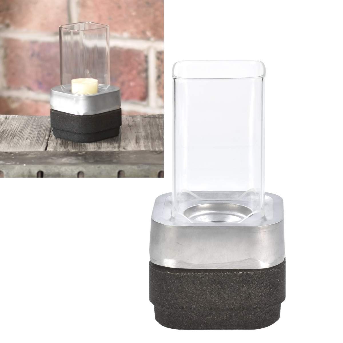 Born in Sweden Kerzenständer Ettan (oA, 1 St), Kerzenhalter 1 fach aus Aluminum mit Korkfuß und Glas als Geschenkset