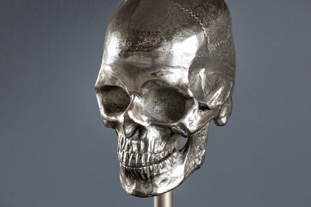 riess-ambiente Tischleuchte SKULL 56cm schwarz / silber, Ein-/Ausschalter, ohne Leuchtmittel, Wohnzimmer · Marmor · Metall · Totenkopf · Modern Design – Bild 4 von 5