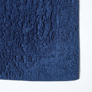 Badematte 2 teiliges Luxus Badematten Set 100% Baumwolle marine blau Homescapes, Höhe 30 mm