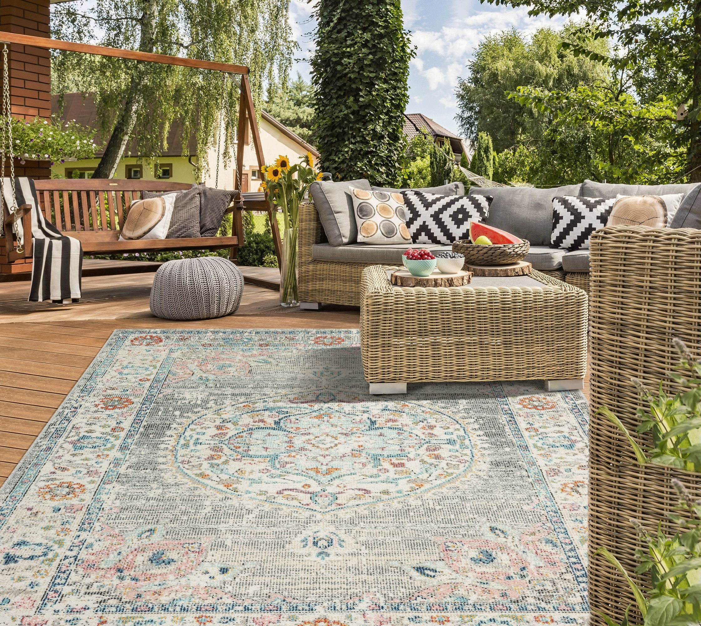 the carpet Teppich Palma Orient, rund, Höhe: 4 mm, Outdoor moderner robuste günstig online kaufen