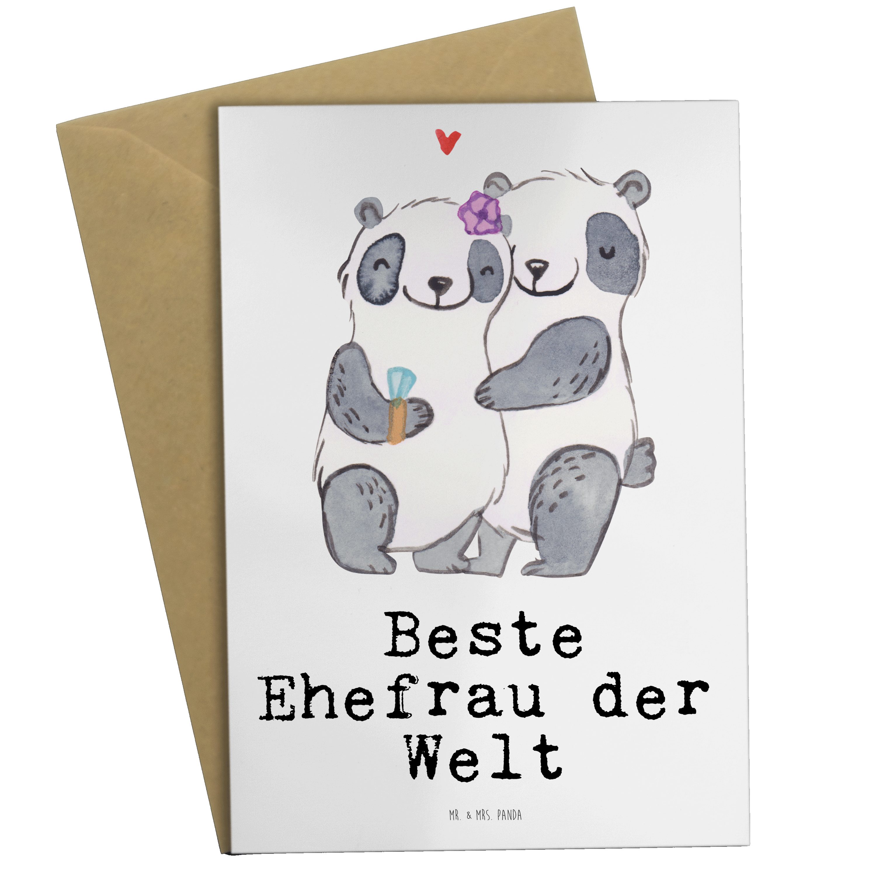 Mr. & Mrs. Panda Grußkarte Panda Beste Ehefrau der Welt - Weiß - Geschenk, Gattin, Geburtstag, K