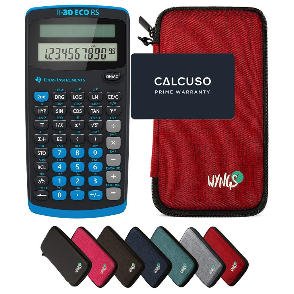 Texas Instruments Taschenrechner TI-30 ECO RS inkl. WYNGS Schutztasche Rot