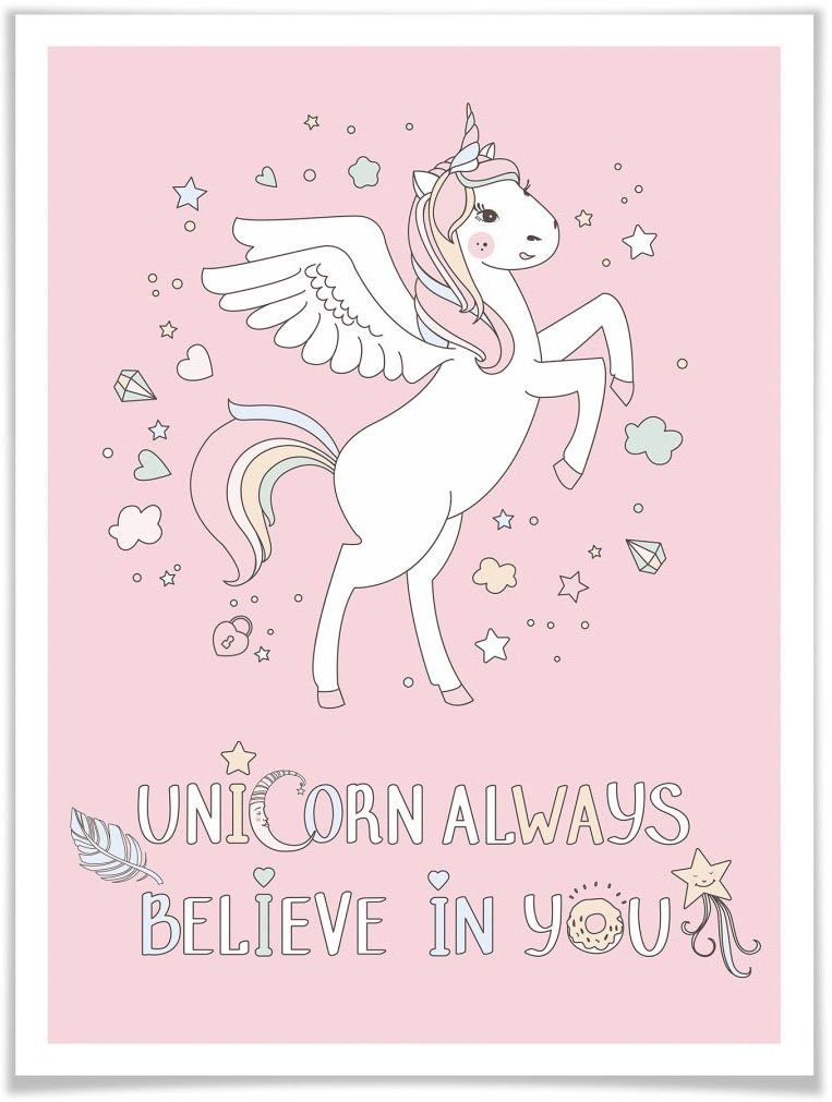 Wall-Art Poster Pegasus fliegendes Einhorn, Kinder (1 St), Poster, Wandbild, Bild, Wandposter | Poster