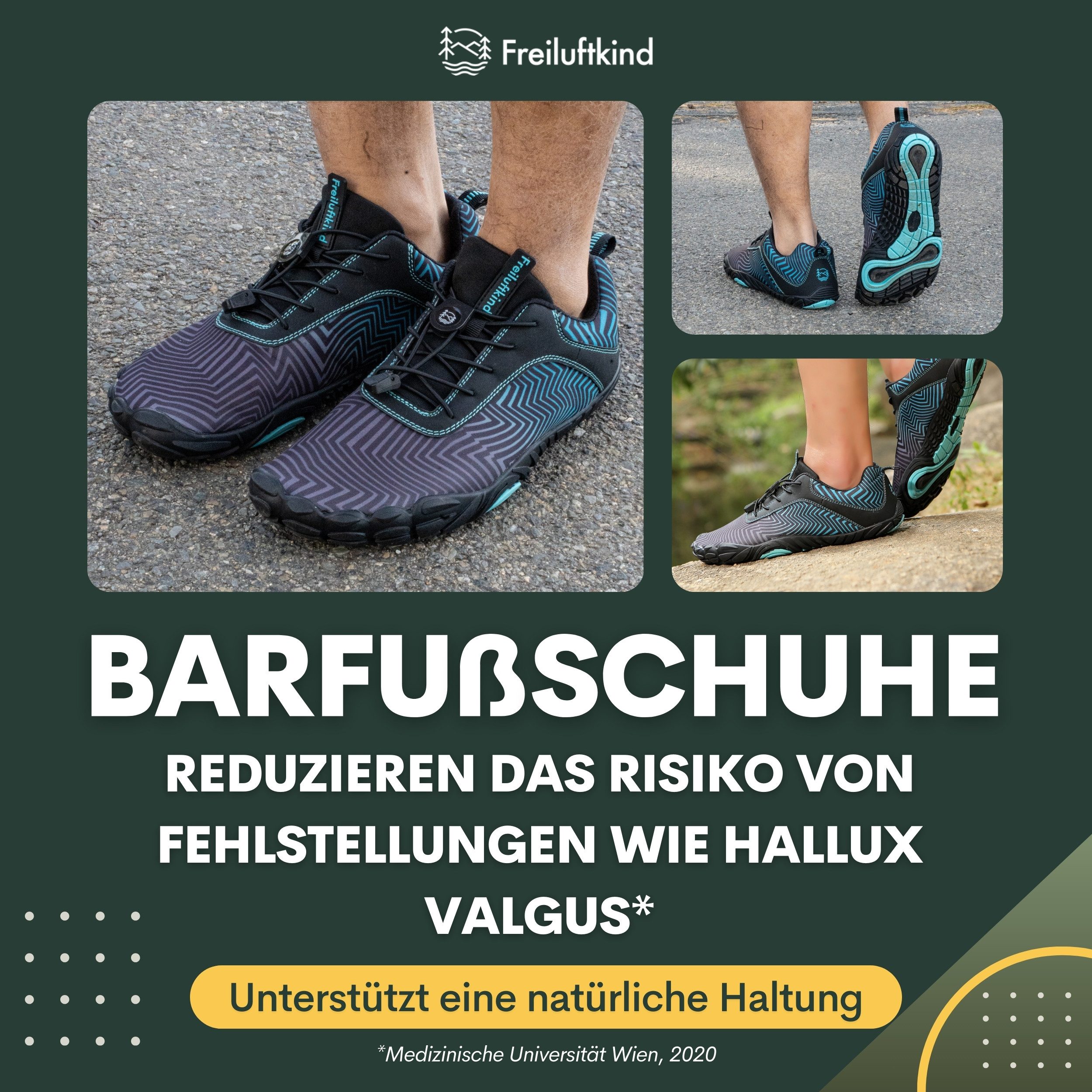 Freiluftkind Das Original – Overland Wasserabweisende & gefütterte Barfußschuhe Sneaker Schnürsenkel