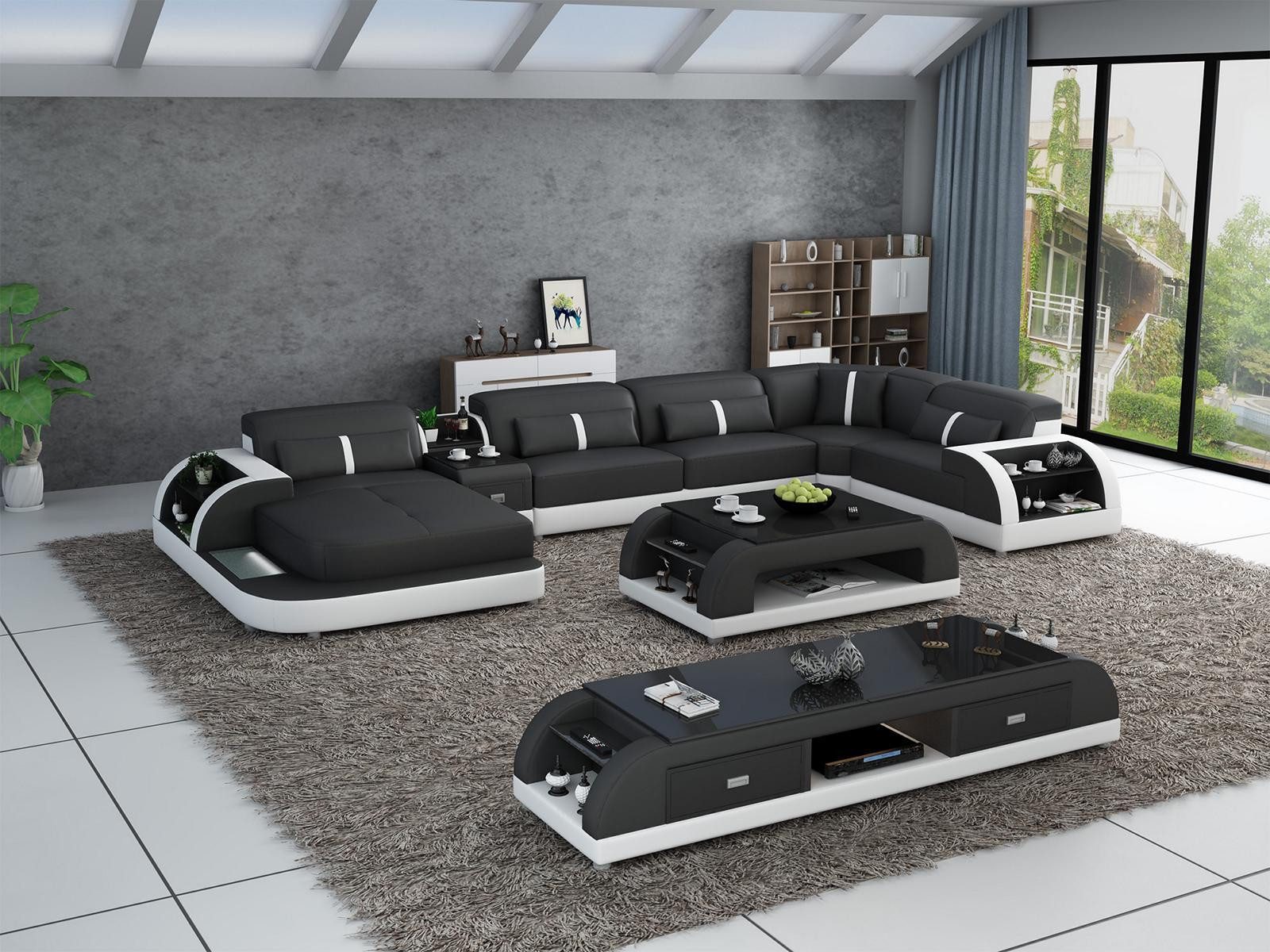 Xlmoebel Wohnlandschaft Designer-Ecksofa U-Form in elegantem Grau mit hochwertiger Polsterung, Hergestellt in Europa