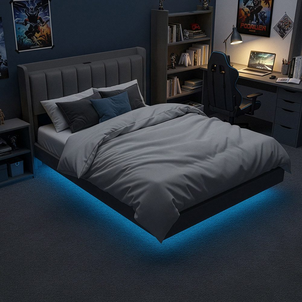 HOME DELUXE Polsterbett LED Bett - MELURA 140/160/180 (inklusive Matratze), günstig online kaufen