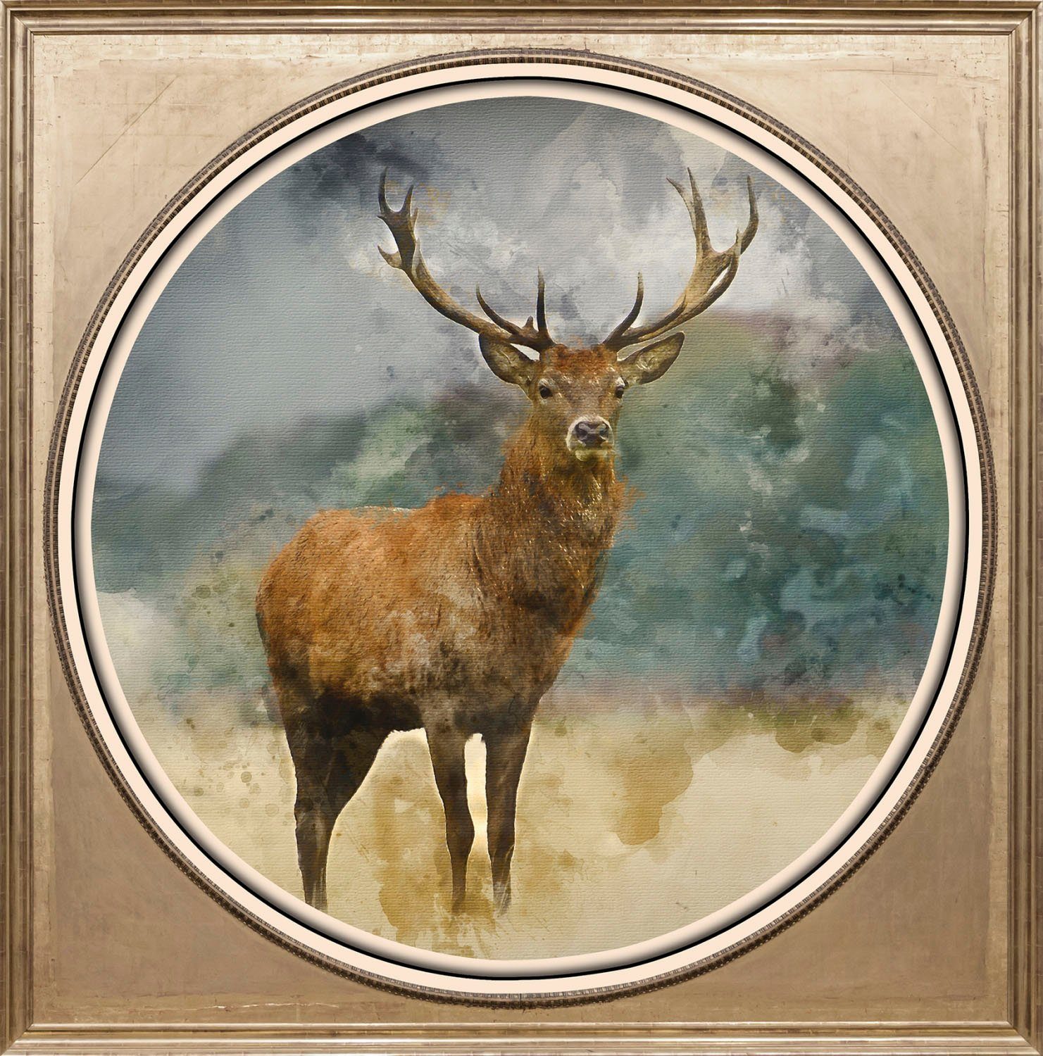 queence Acrylglasbild Hirsch, Gemälde, Hirsch, Hirschbilder, Hirsche, Kunst, Wald, Waldbilder, Wildtiere, Fine Art-Print in Galeriequalität