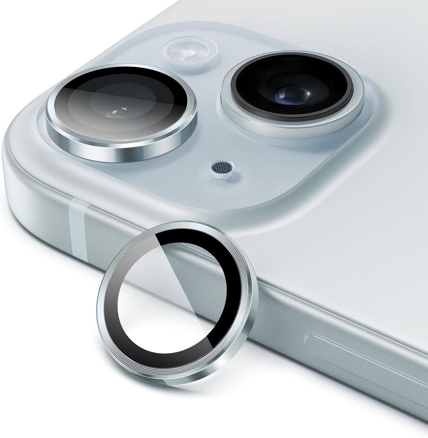 Megaphonic Kamera-Linsenschutzglas Sicherheitsglas für Kamera HD Glas für iPhone 15, iPhone 15 Plus, Kameraschutzglas, Ein Set 2 einzelnen Linsen Schutzglas, Linsen Schutzglas