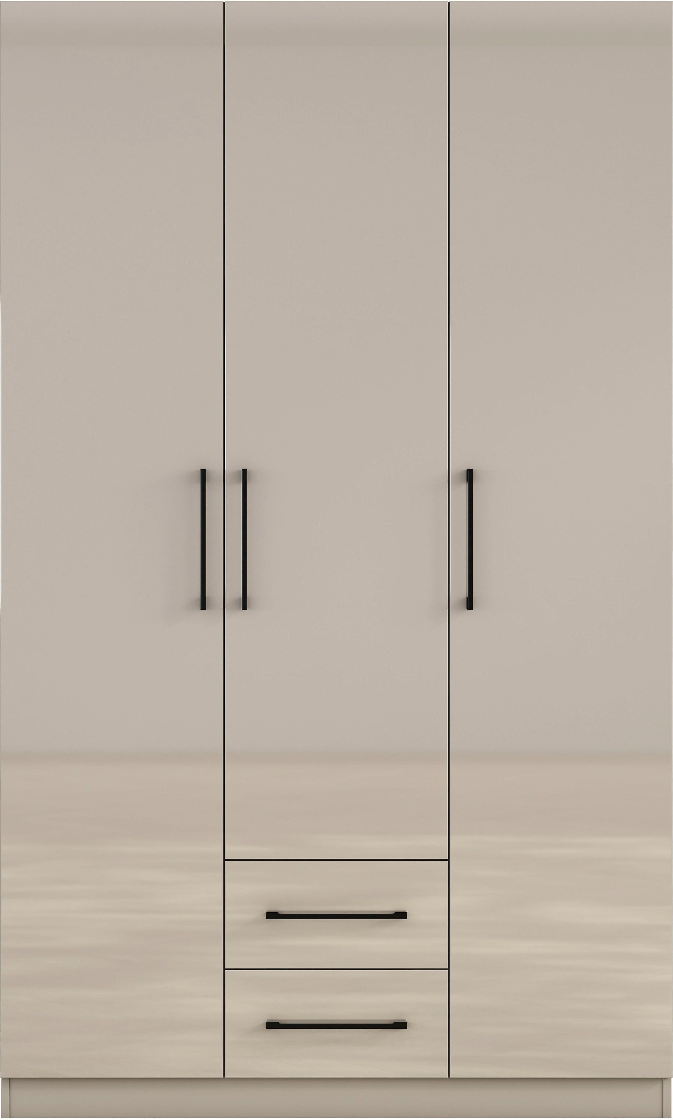 OTTO home Kleiderschrank Sylt Schlafzimmerschrank Garderobe Schrank hochglanz (hochwertige schwarze Metallgriffe) Drehtürenschrank mit perfekter Innenausstattung, Breite 120cm