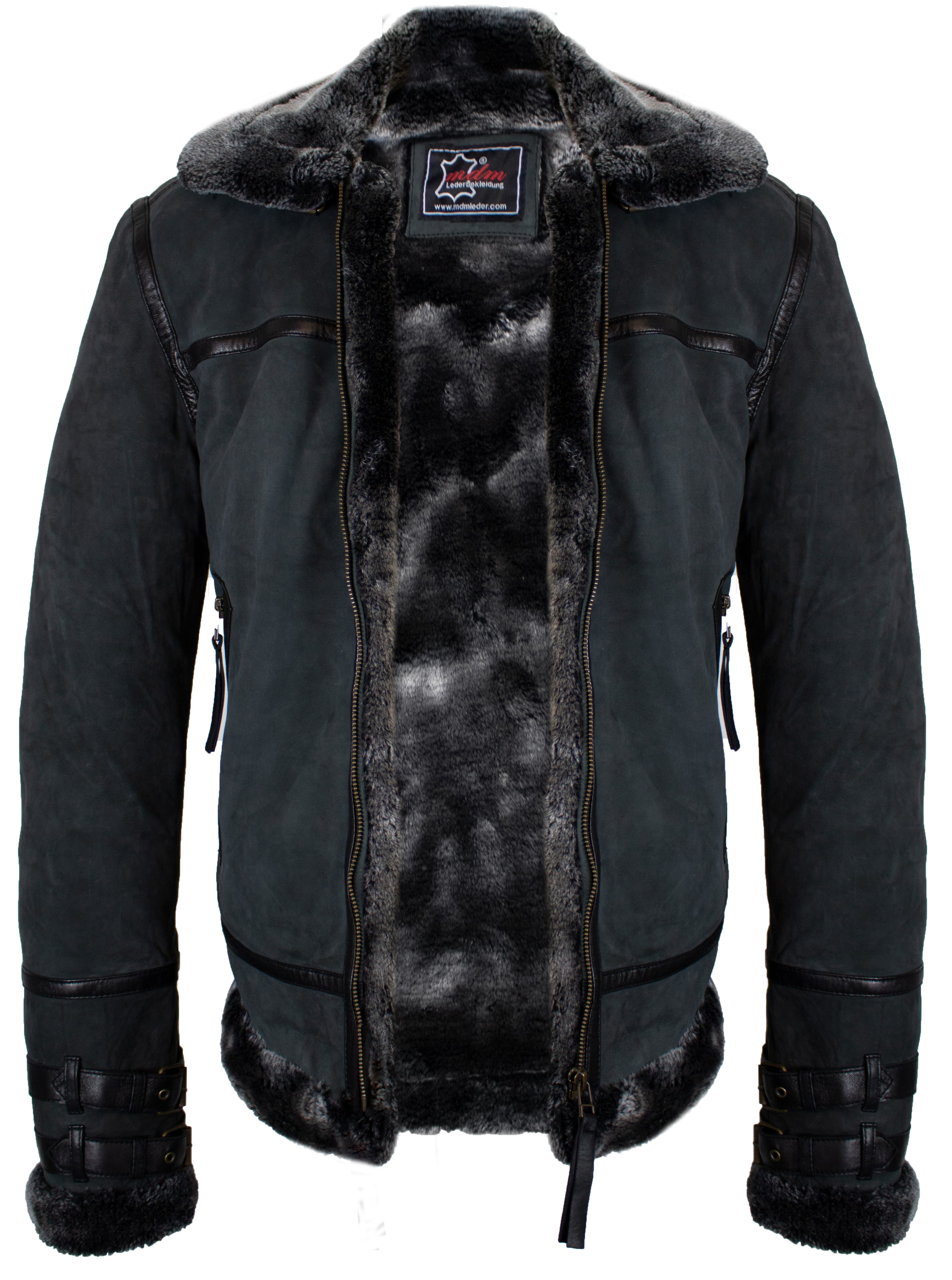MDM Lederjacke Herren Fell Lederjacke Fliegerjacke in Lammleder Innen Gefüt günstig online kaufen