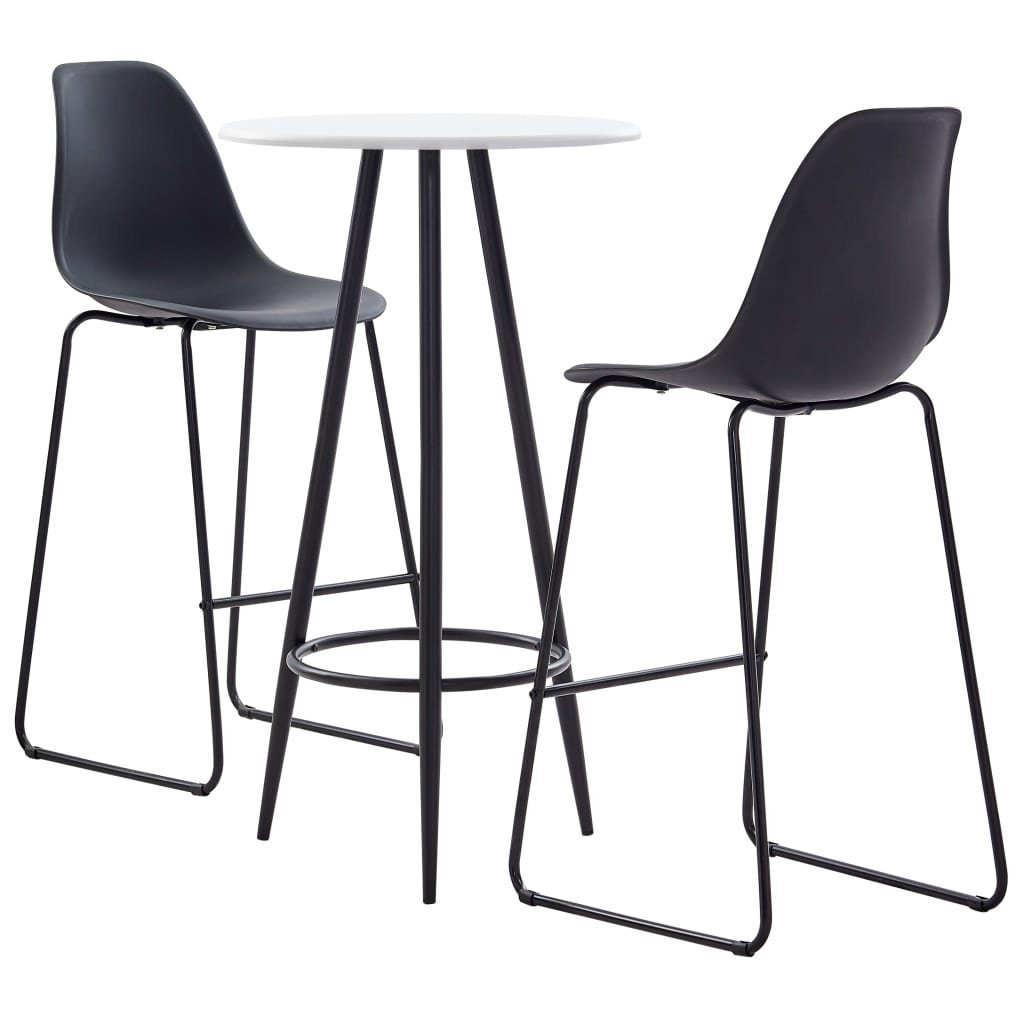 vidaXL Essgruppe 3-tlg. Bar-Set Kunststoff Schwarz, (3-tlg)