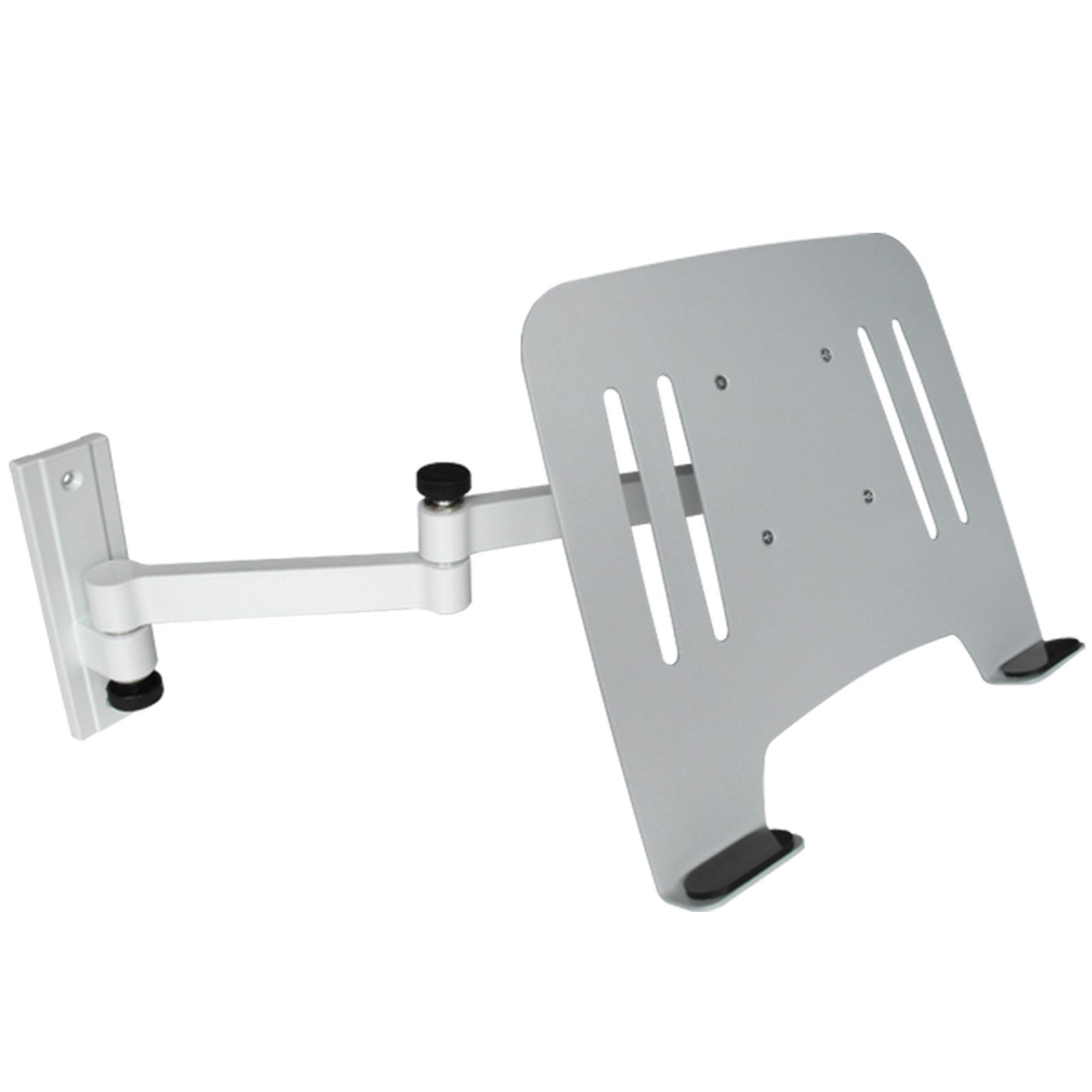 Drall Instruments Laptop-Ständer L52W-IP3SK, (2-tlg., Universal Laptop Wandhalterung weiß mit Notebook Laptophalter silber)