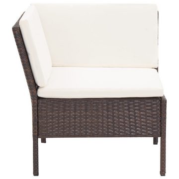 vidaXL Gartenlounge-Set 3-tlg. Garten-Lounge-Set mit Auflagen Poly Rattan Braun, (3-tlg)