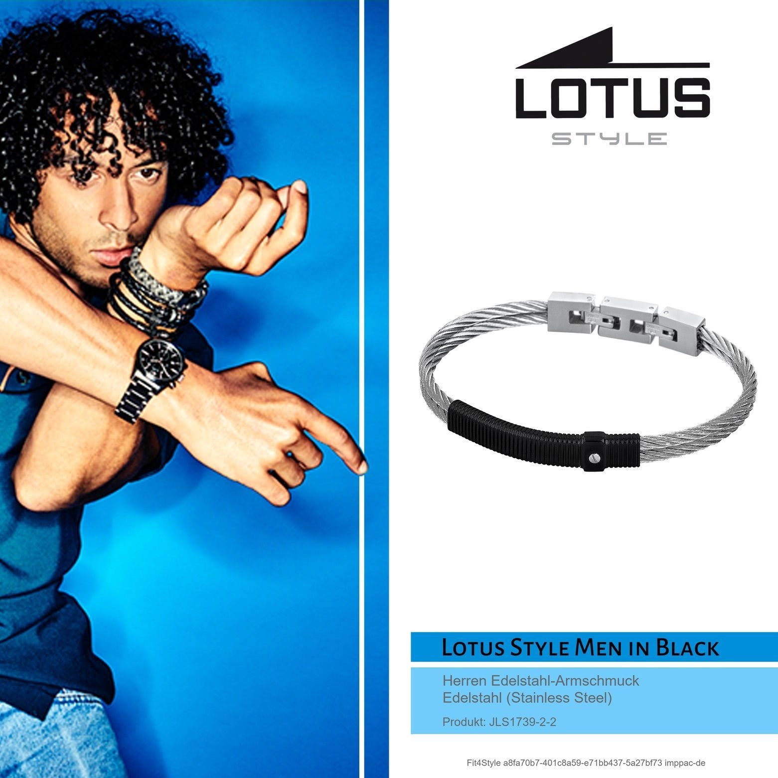 Lotus Style Edelstahlarmband (Armband), Armband Lotus Herren Armbänder für Steel) (Stainless LS1739-2/2 Style schwarz Edelstahl