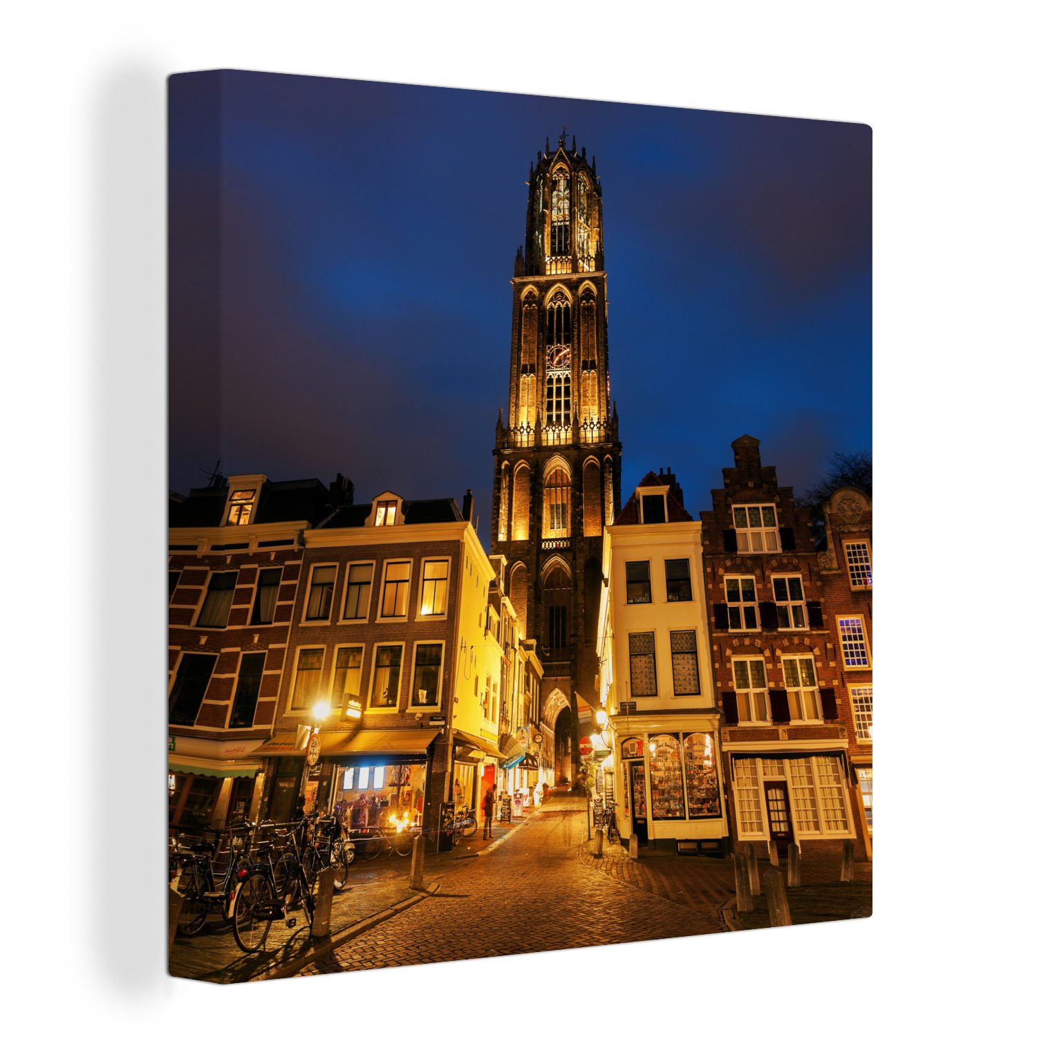 OneMillionCanvasses® Leinwandbild Nacht - Domturm - Utrecht, (1 St), Leinwand Bilder für Wohnzimmer Schlafzimmer