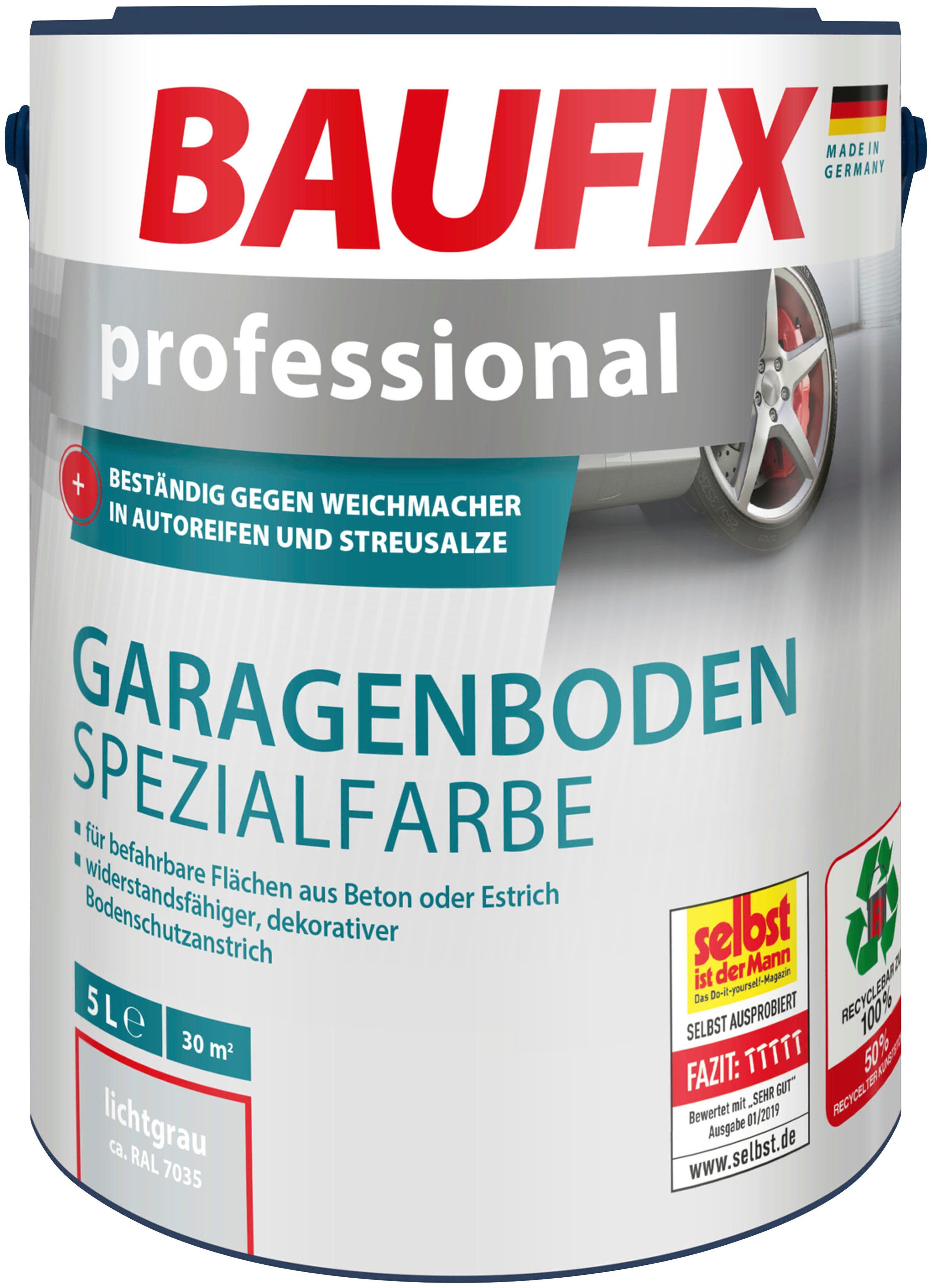 Baufix Acryl-Flüssigkunststoff professional Garagenboden Spezialfarbe, wasserbeständig, UV beständig, wetterbeständig, 5L, matt lichtgrau